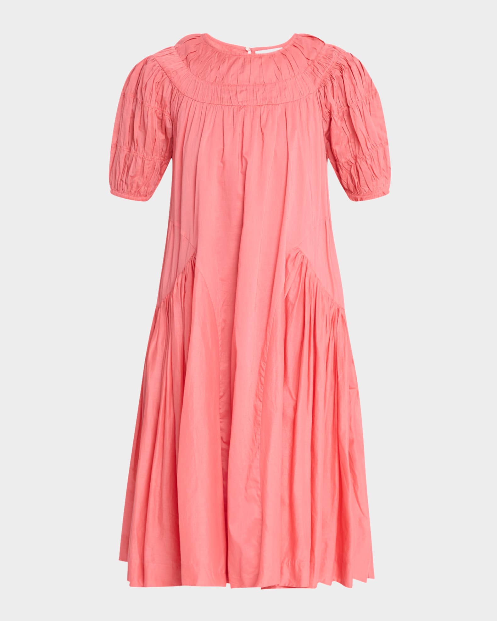 Maigret Ruched Puff-Sleeve Cotton Dress 0