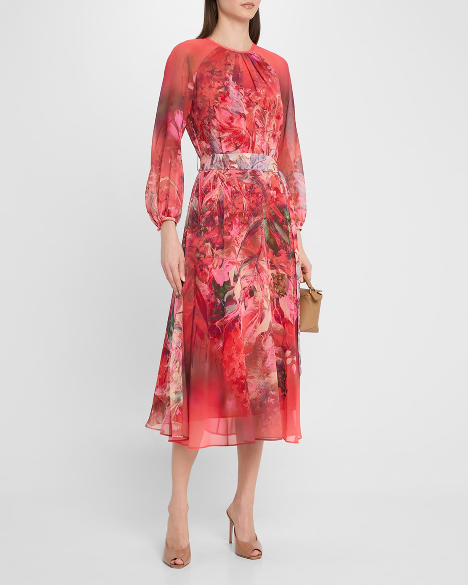 Floral-Print Chiffon Midi Dress 1
