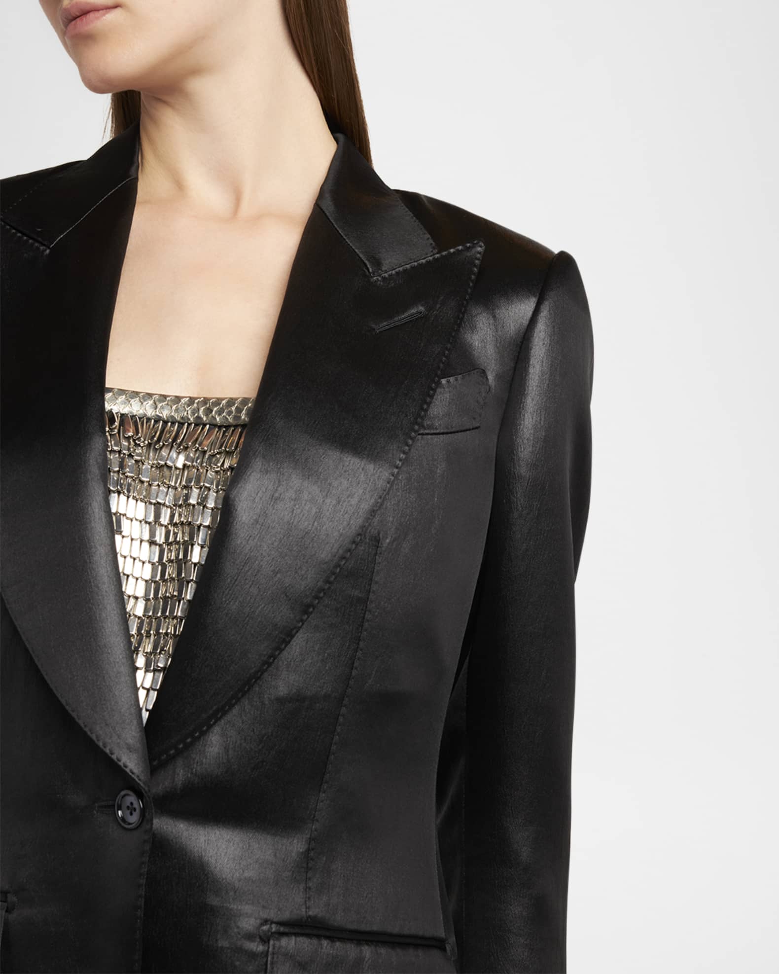 ジャケット TOM FORD SS25 SINGLE BREAST BLAZER (GI3005FAX1340 AW113) TOM FORD Single-Breasted Wool-Blend Blazer Jacket | Neiman