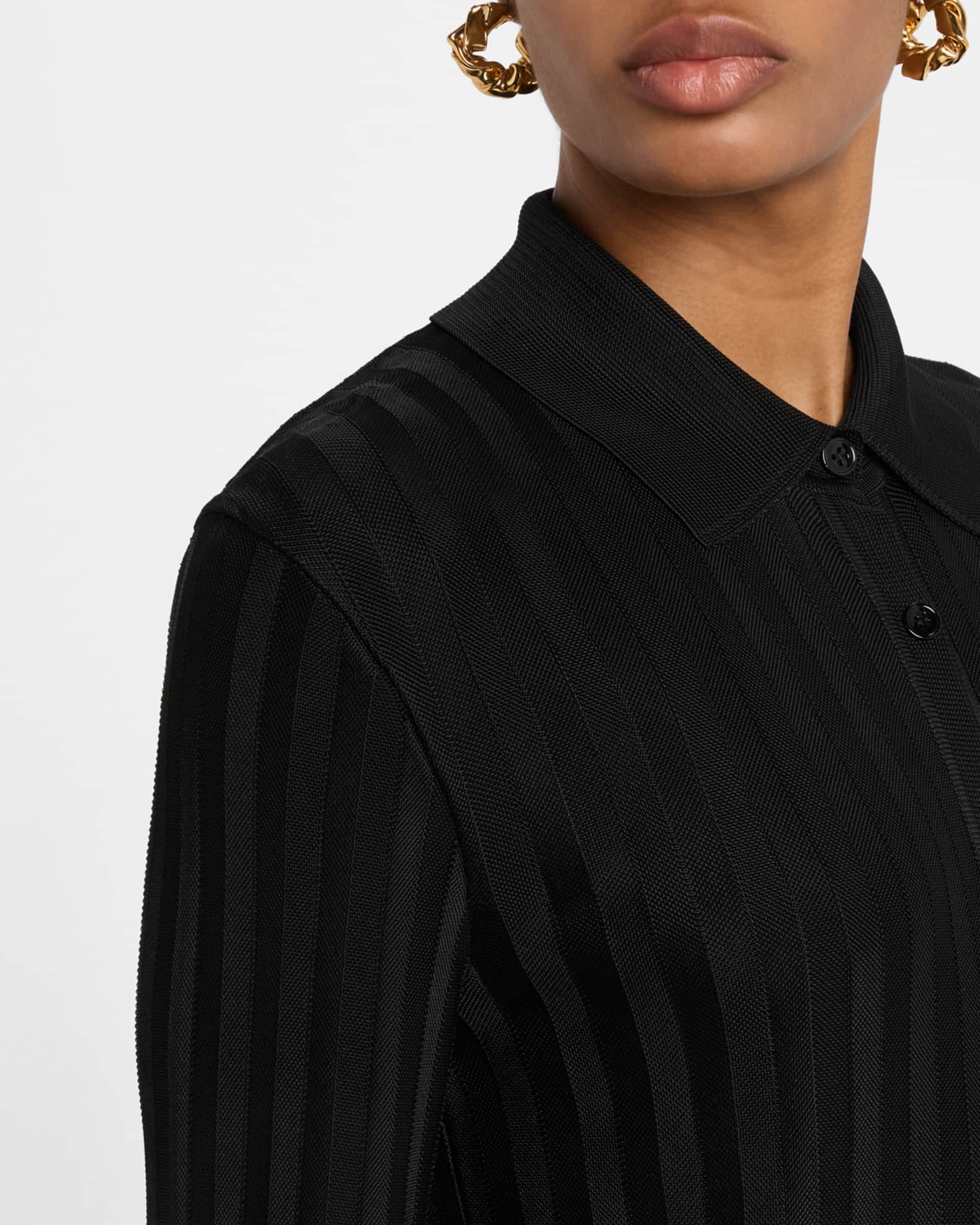 Ribbed Collared Long Cardigan 1