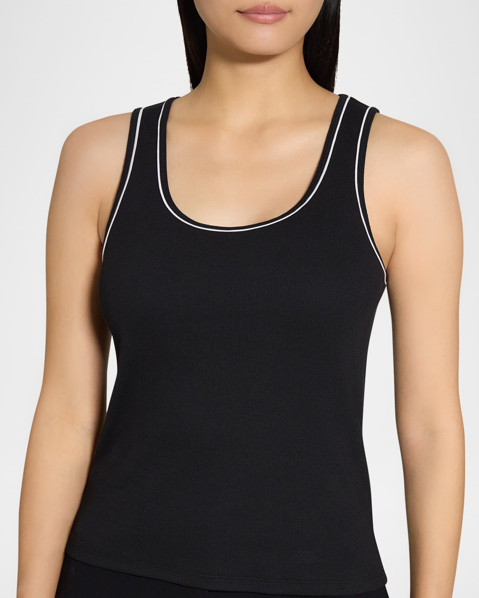 Theory Ribbed Scoop-Neck Tank Top | Neiman Marcus