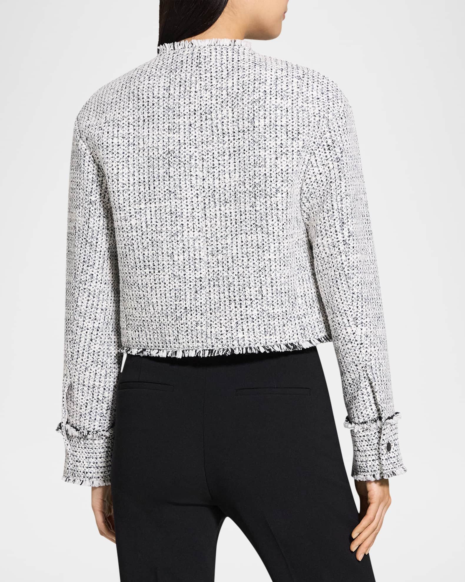 Theory Women's Tweed Crop Jacket, Ivory Multi at Amazon