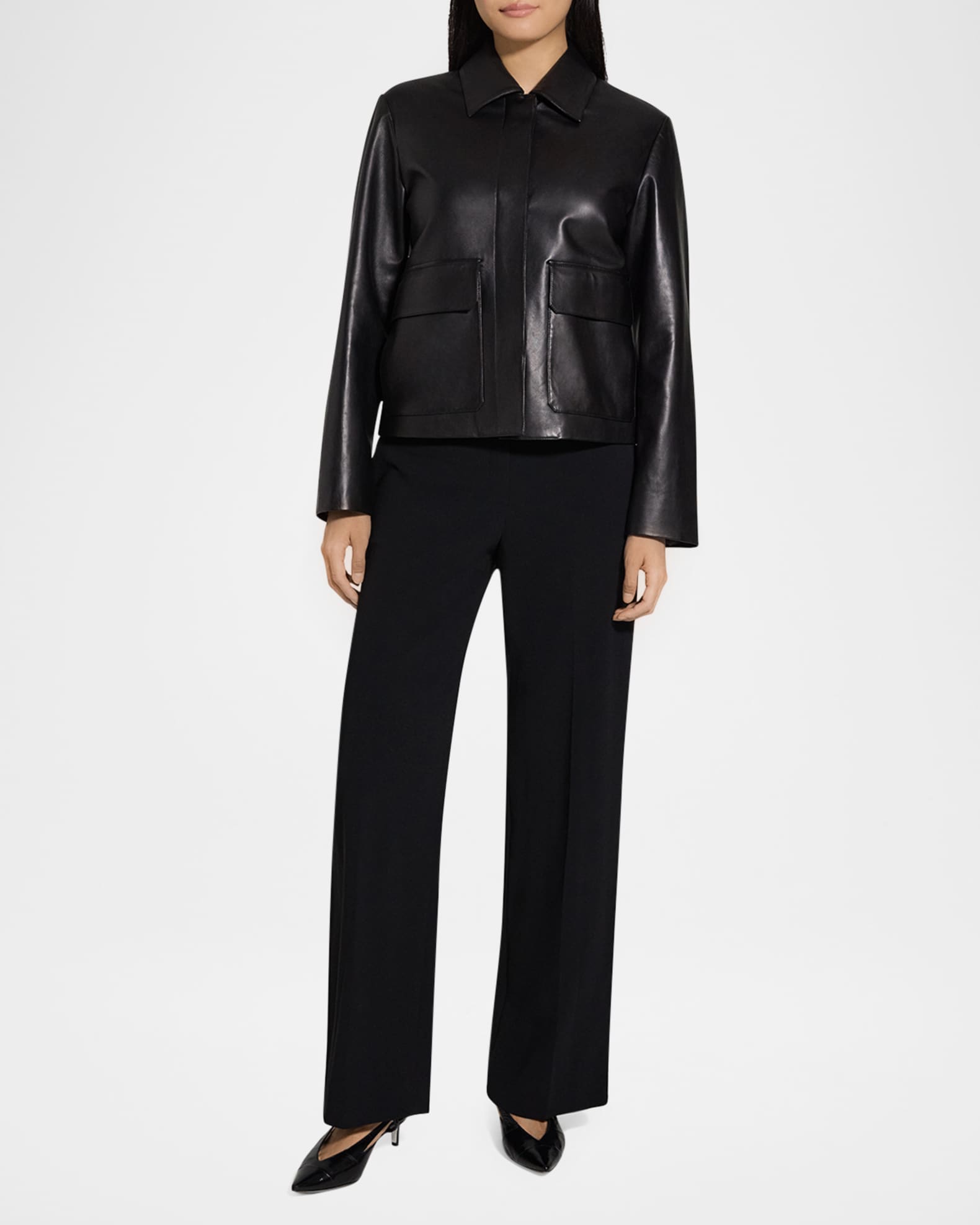 Theory Boxy Leather Jacket | Neiman Marcus