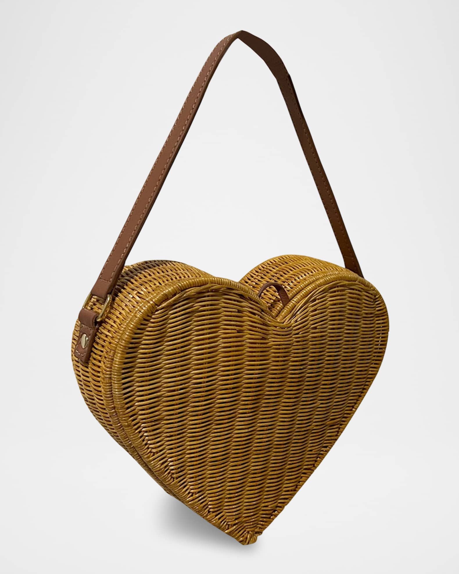 Red Rattan Heart Handbag