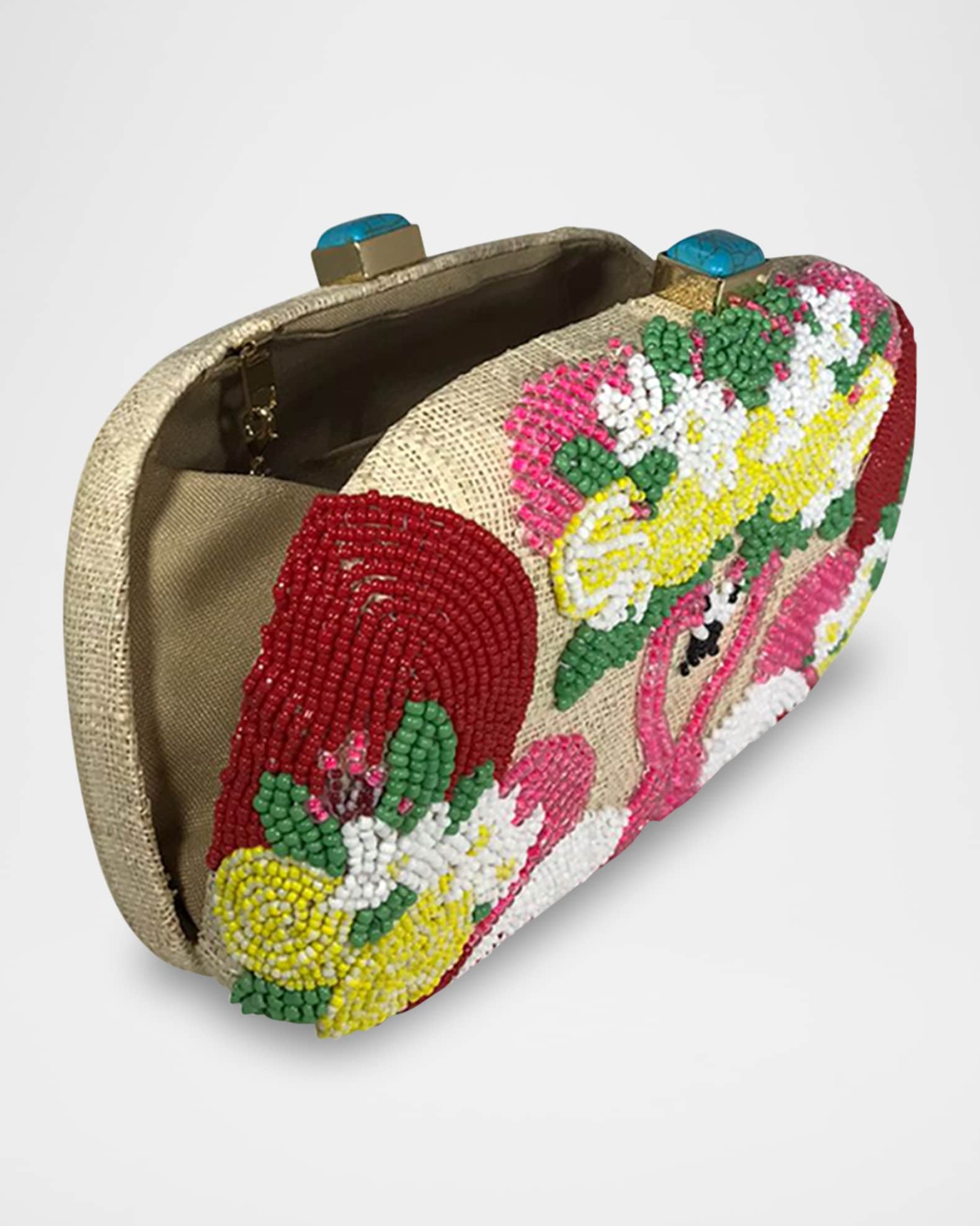 Mia Flamingo Beaded Clutch Bag 1