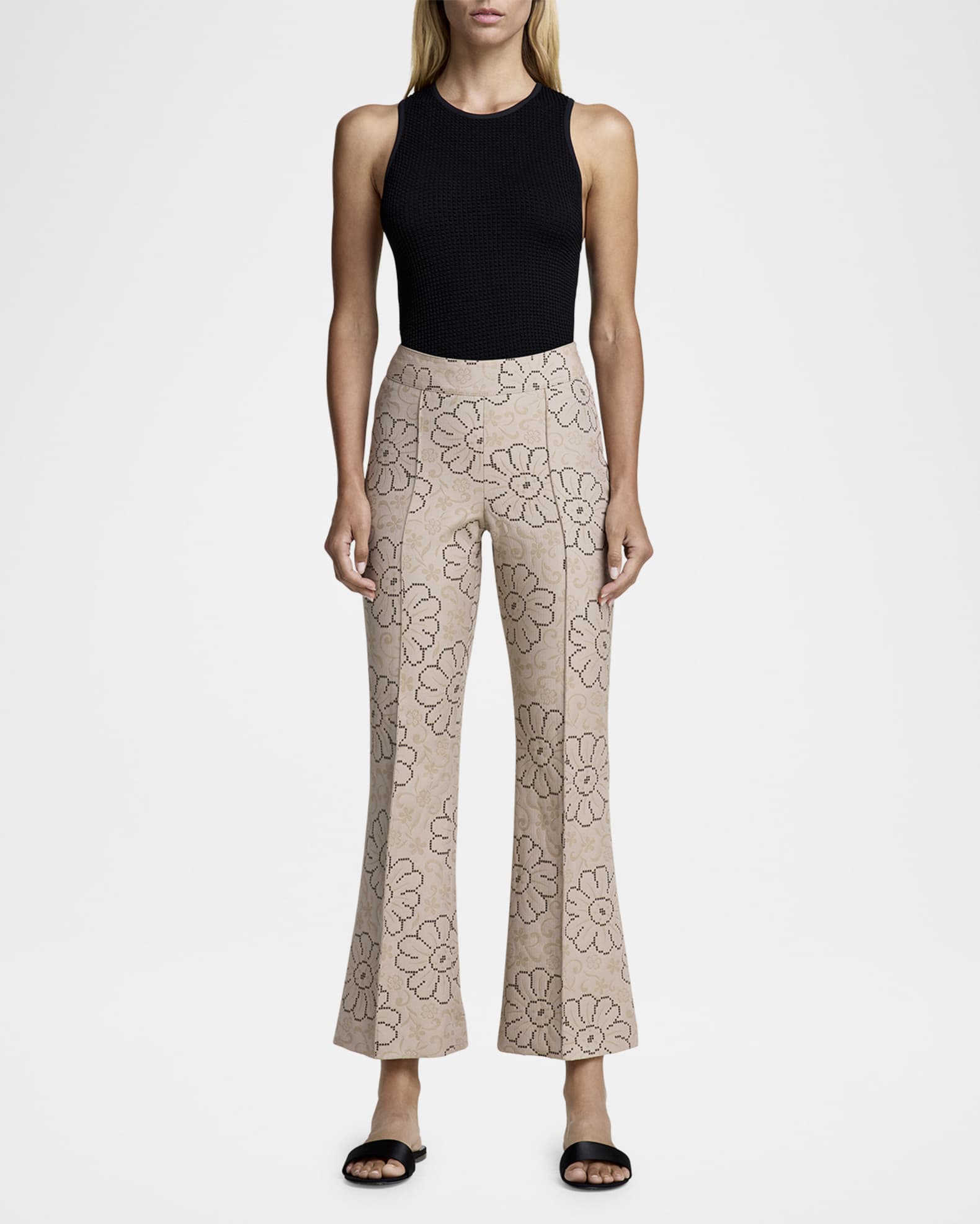 ナイロン 花柄 シャーリング [SETUP-EXE] FLOWER SHIRRING PANTS Floral Print Pants – La Garçonne