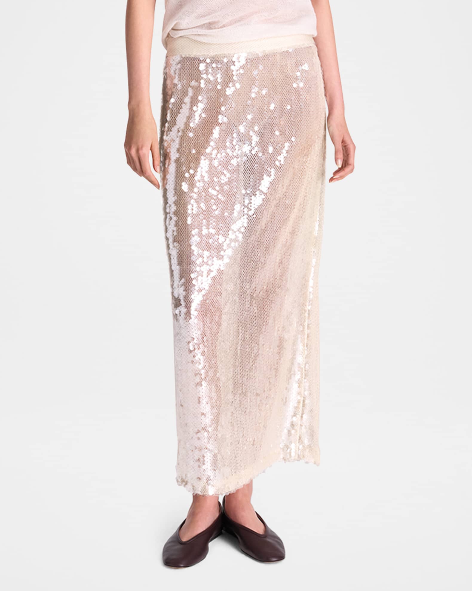 TWP Sylkie Sequined Sheer Midi Skirt | Neiman Marcus