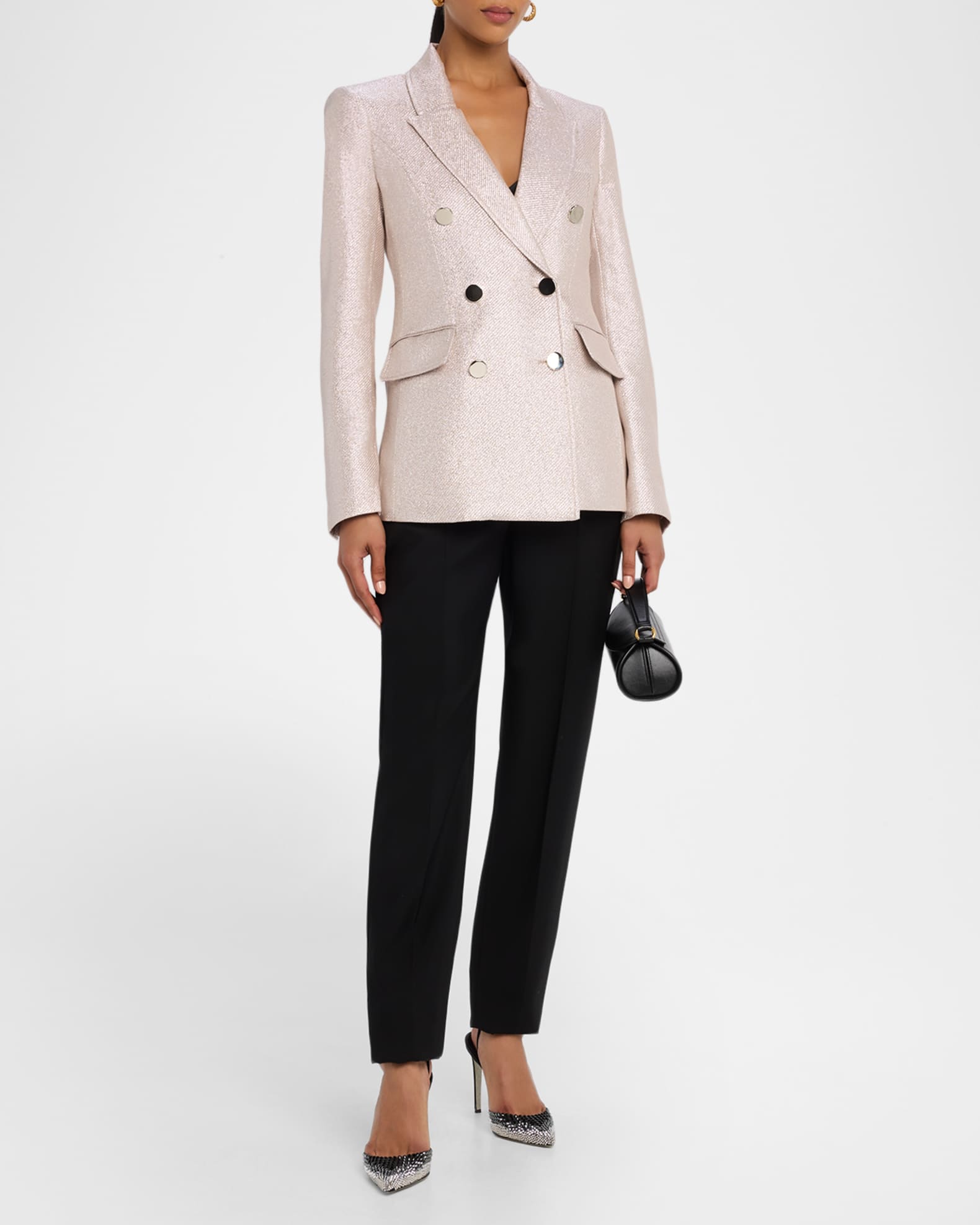 Mia Double-Breasted Metallic Blazer 1