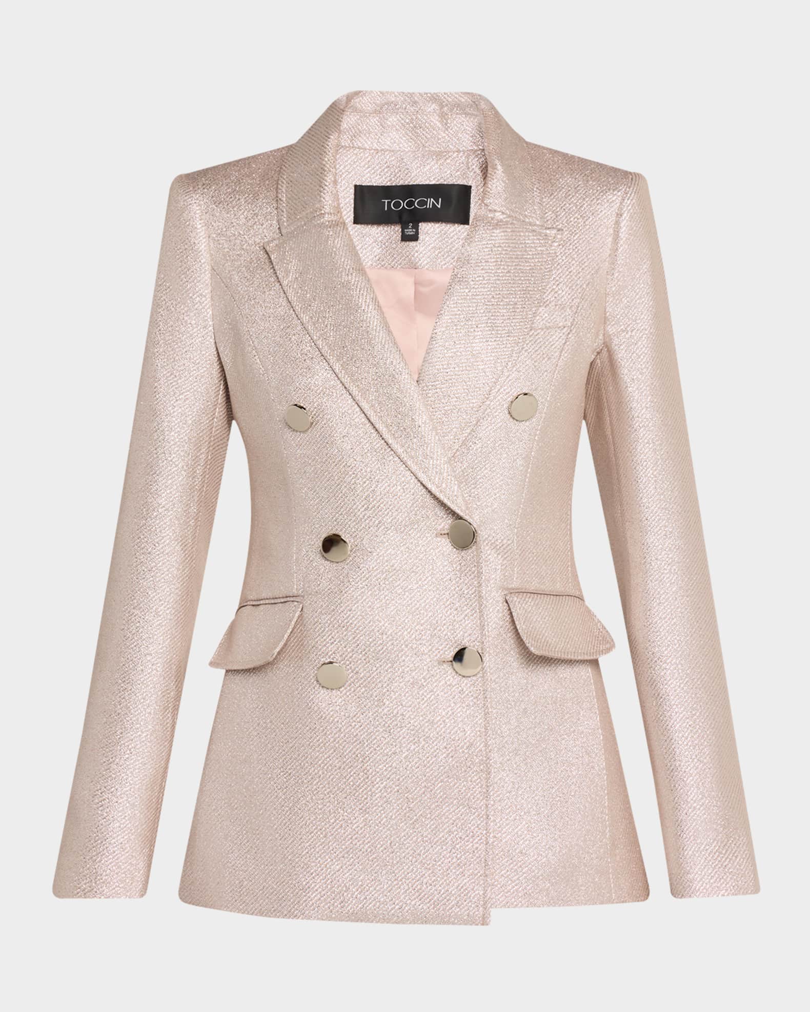 Mia Double-Breasted Metallic Blazer 0