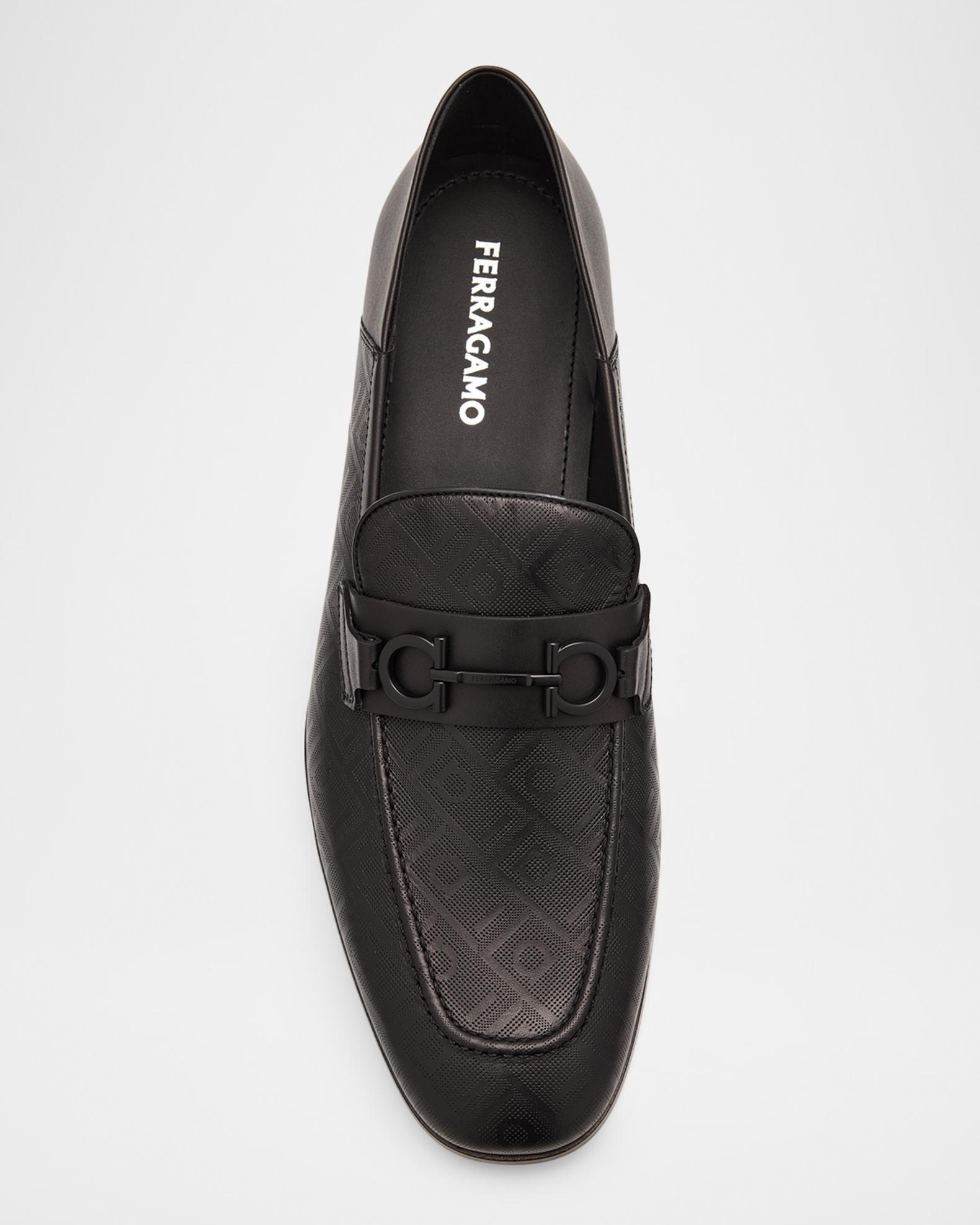 Salvatore Ferragamo Men’s Black Pebbled Leather Bit Loafers Ferragamo PARIGI 9 D Gancini Black Pebble Leather Men main image 4
