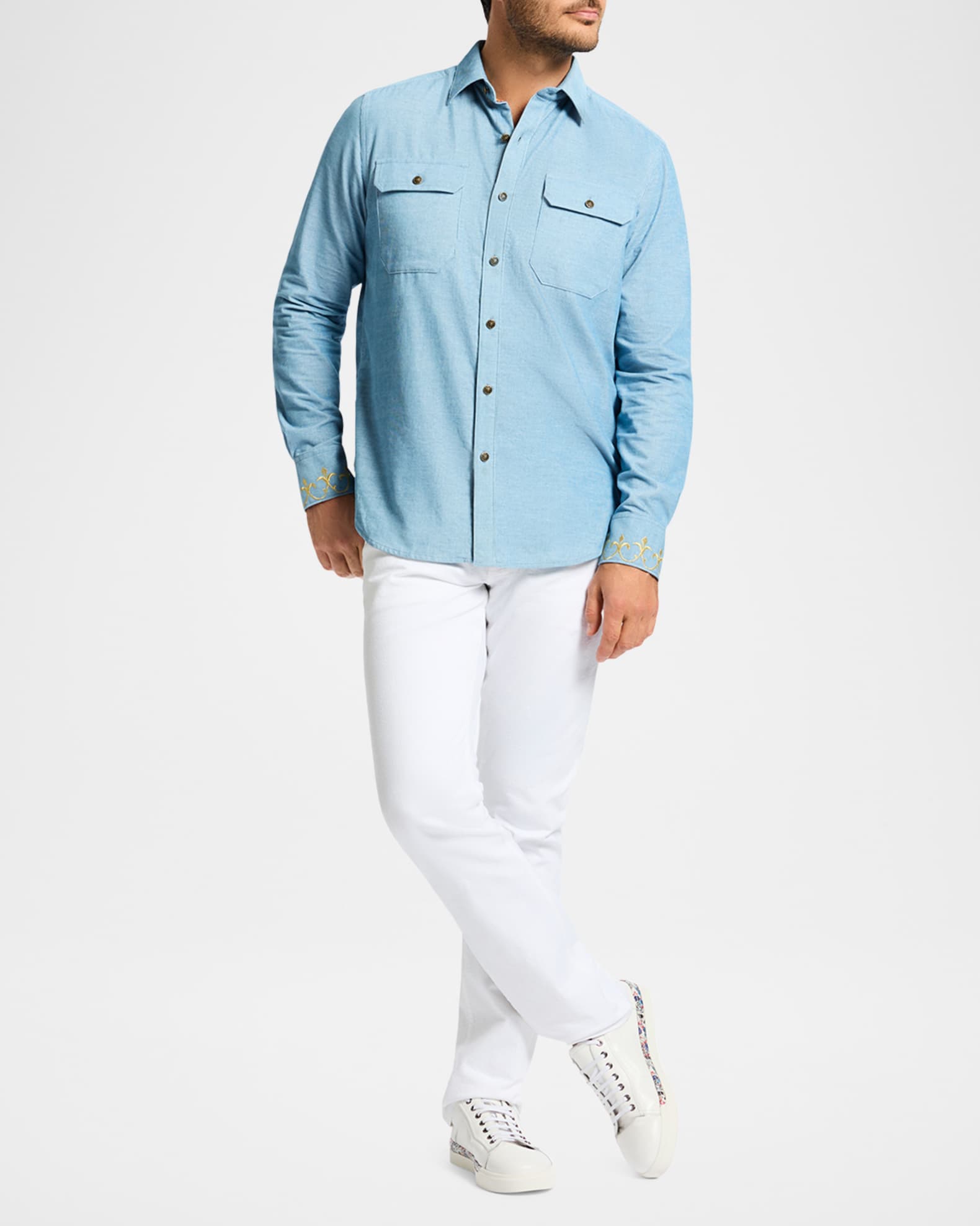 Men's Embroidered Corduroy Shirt Jacket 1