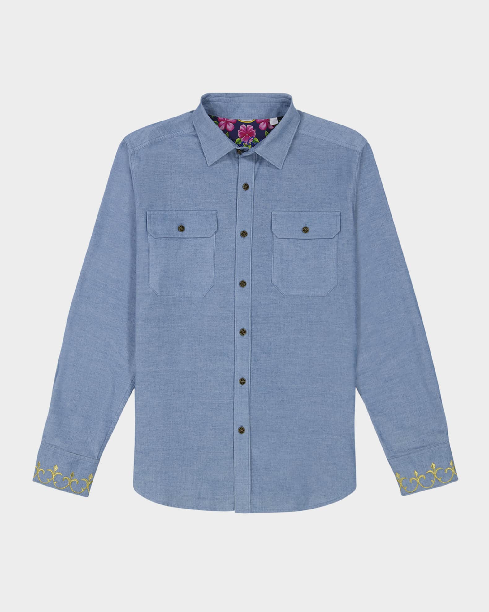 Men's Embroidered Corduroy Shirt Jacket 0