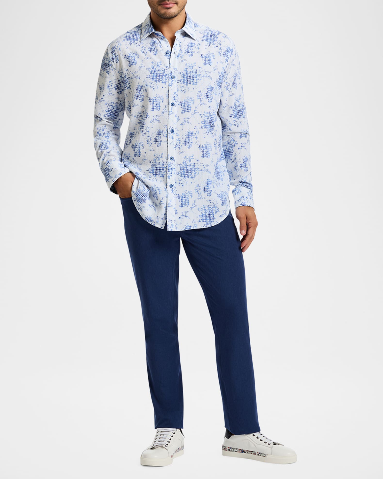 Men's Angola Jacquard Floral Sport Shirt 1