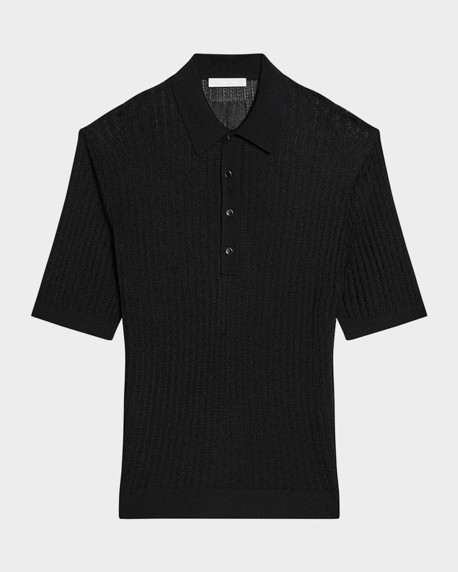 Men's Pointelle Rib Knit Polo Shirt 0