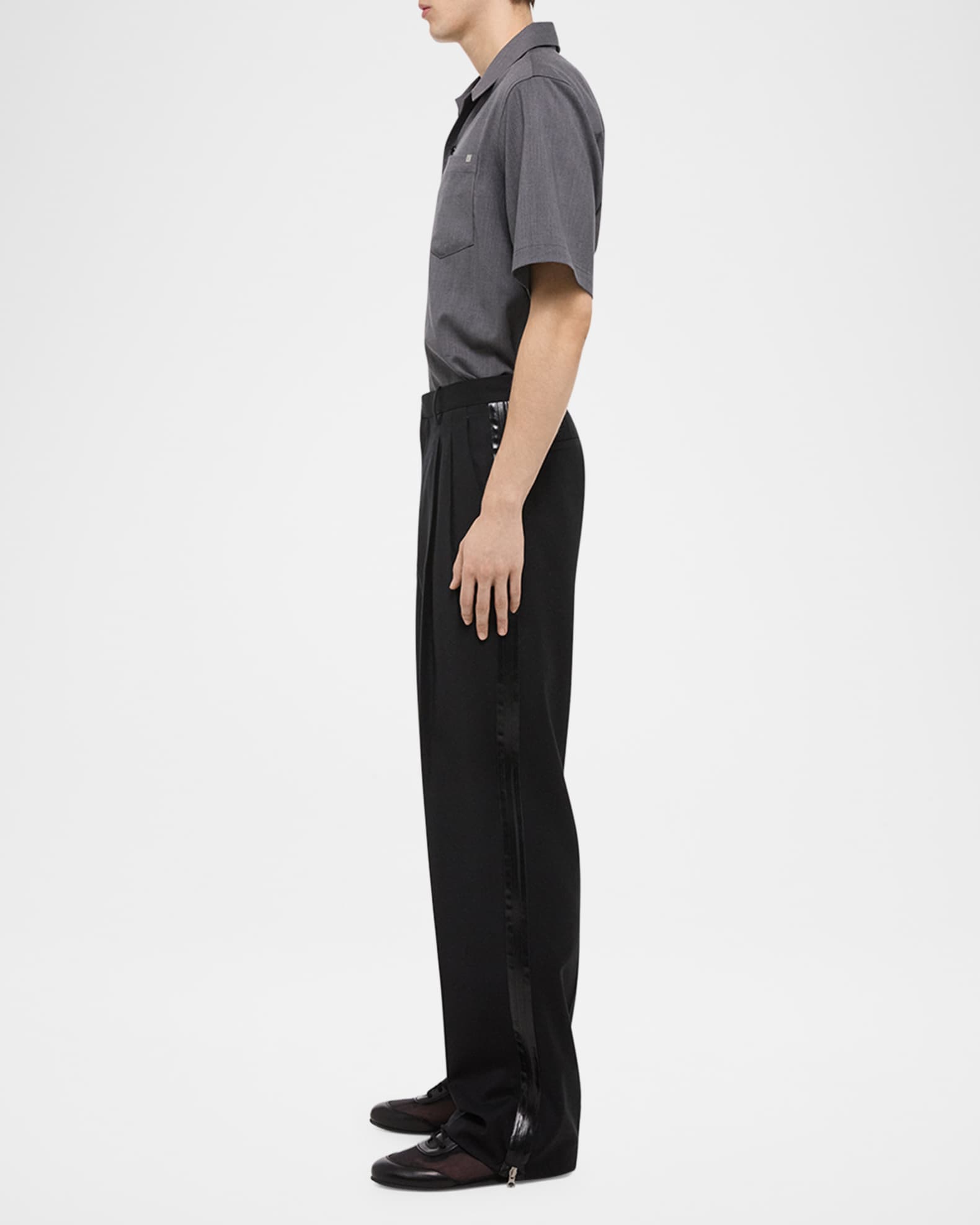 DOUBLE PLEATED TROUSER 【A23A-01PT01C】 DOUBLE PLEATED CLASSIC WIDE TROUSERS CASHMERE FLANNEL (A23D