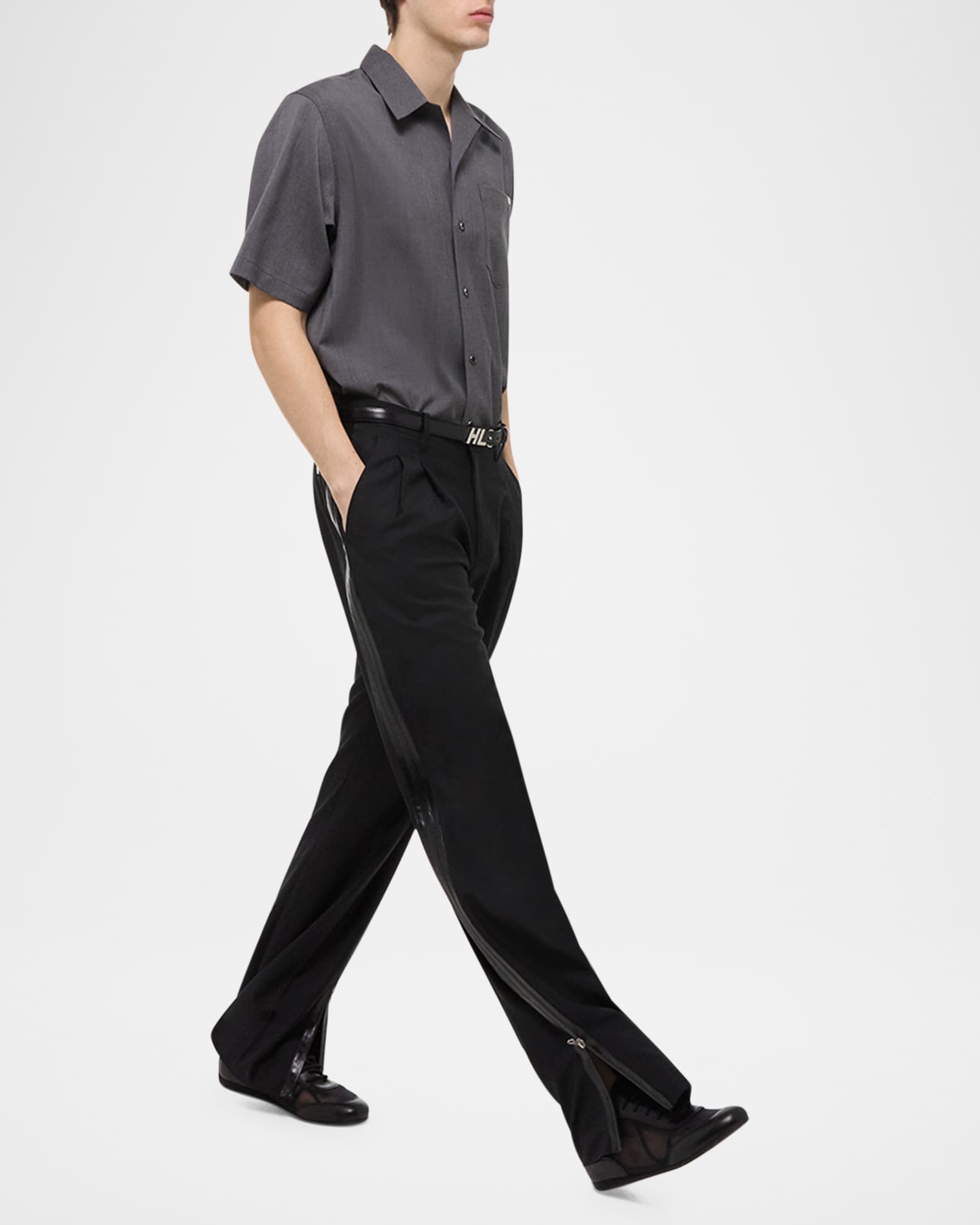 Helmut Lang Men's Zip Double-Pleated Trousers | Neiman Marcus