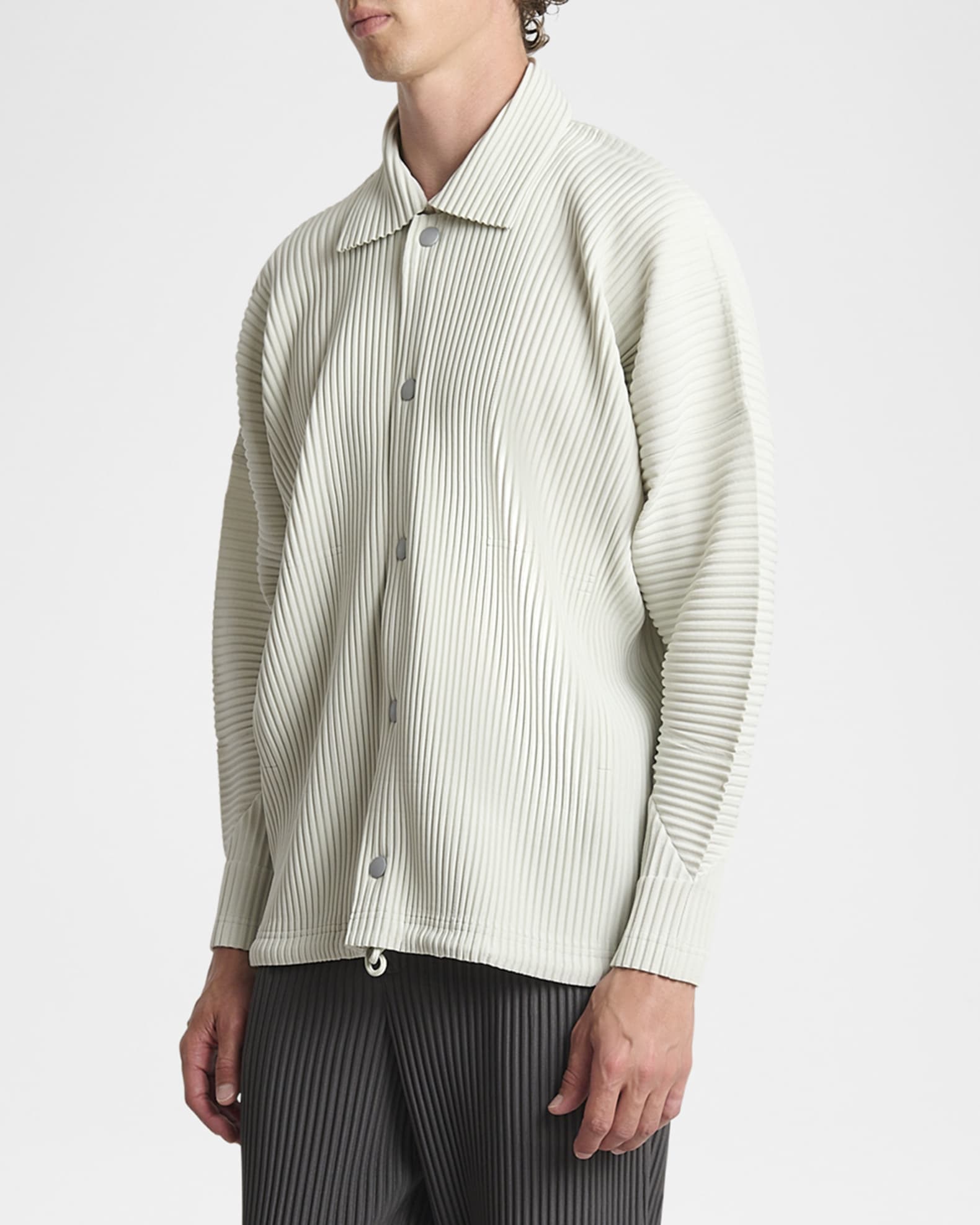 White Streamline Shirt by HOMME PLISSÉ ISSEY MIYAKE on Sale