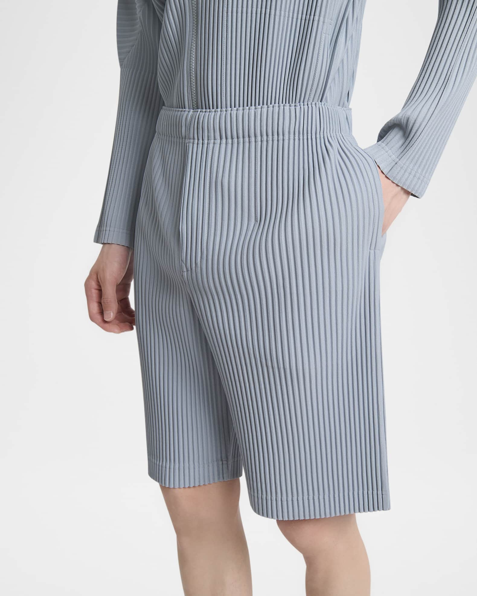 Homme Plisse Issey Miyake Men's Pleated Pull-On Shorts | Neiman Marcus