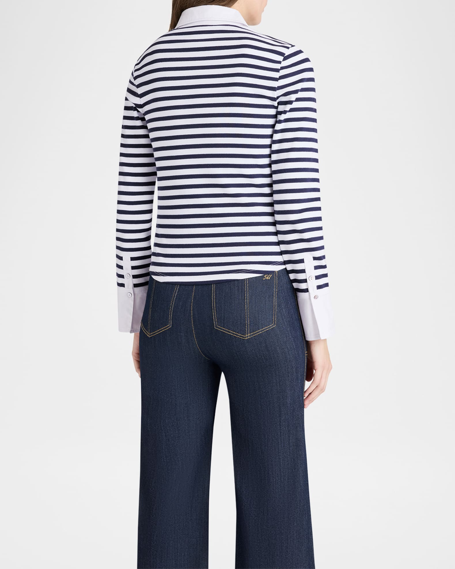Jaden Stripe Long-Sleeve Polo Top 1
