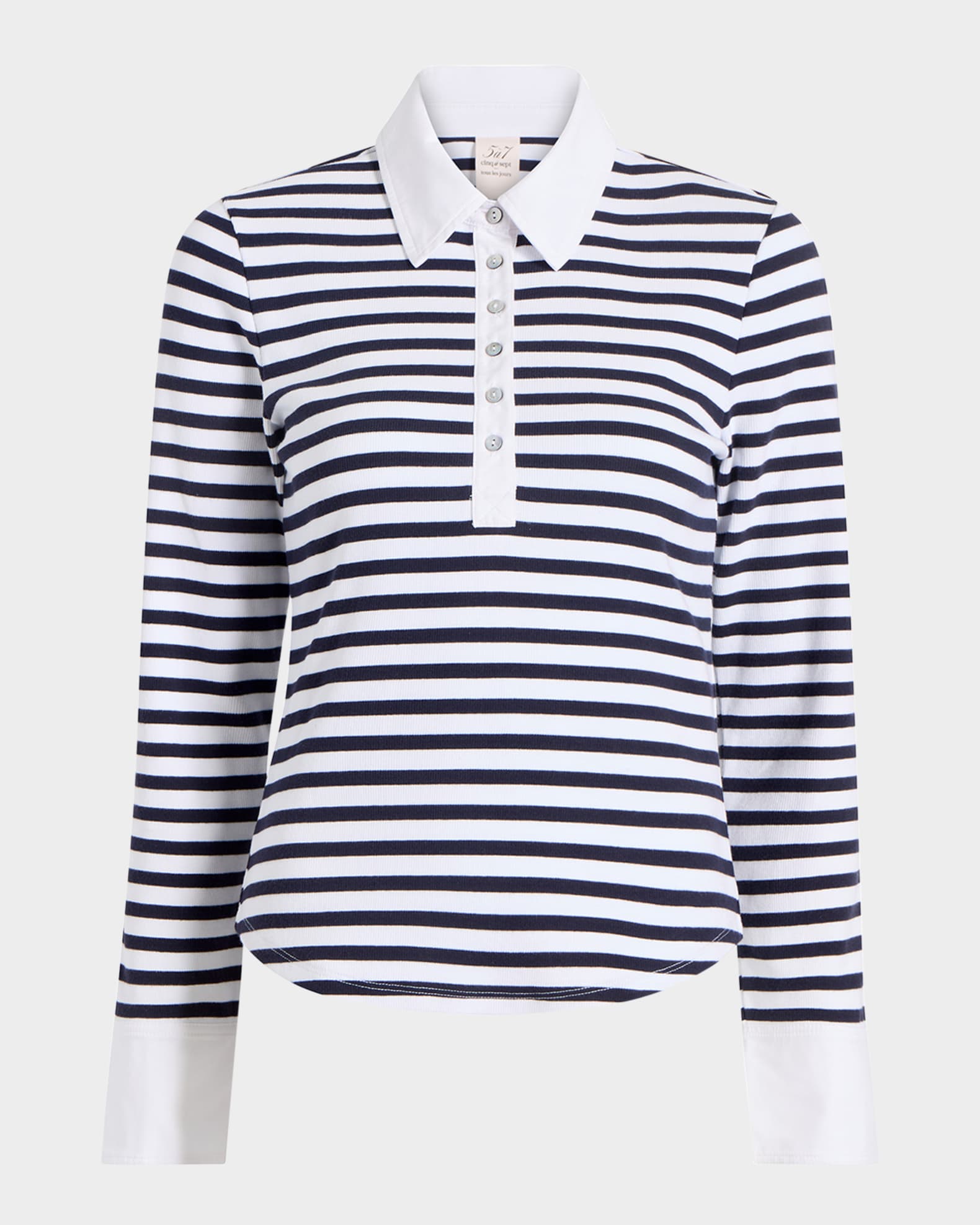 Jaden Stripe Long-Sleeve Polo Top 0