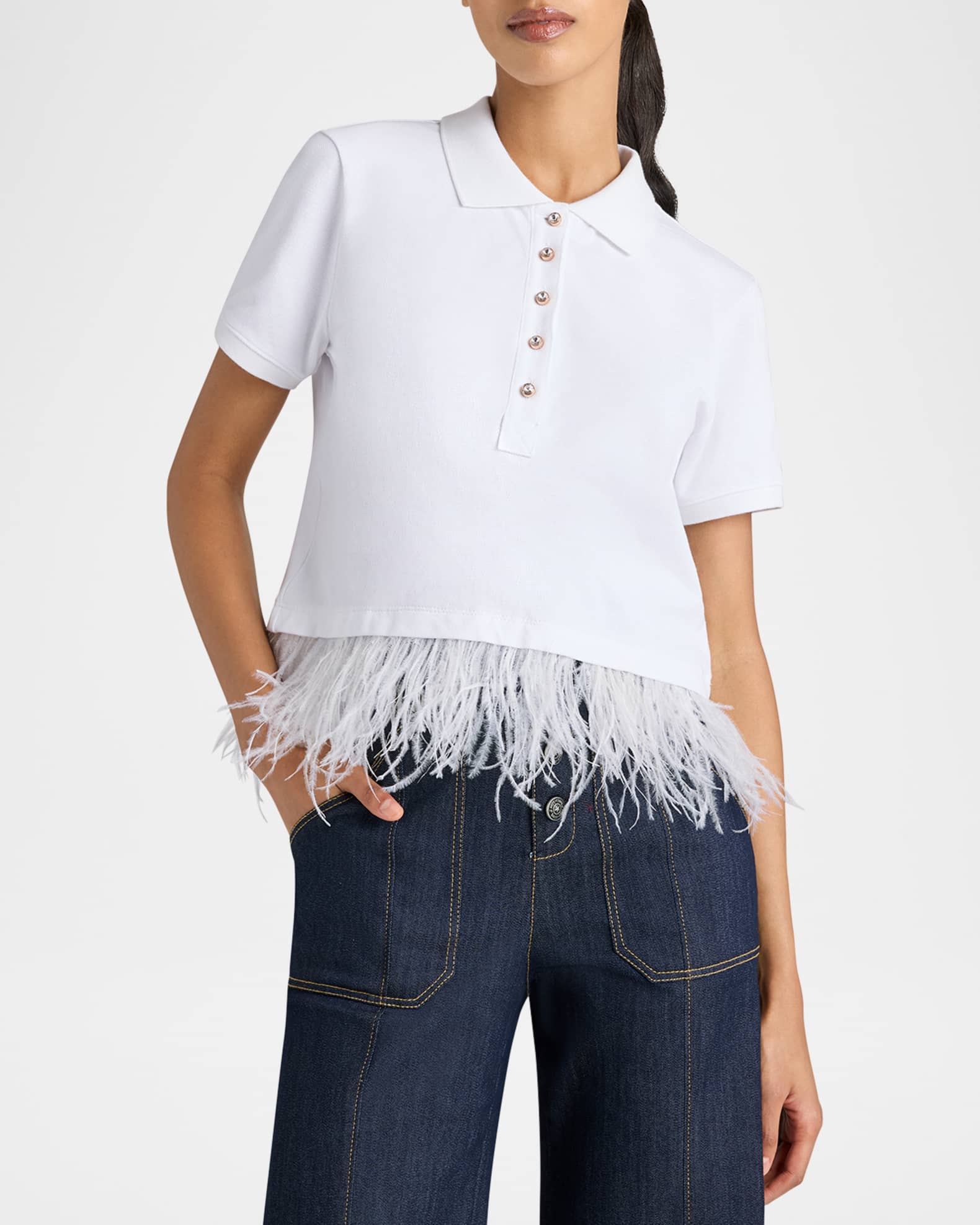 Reign Feather-Hem Polo Top 1