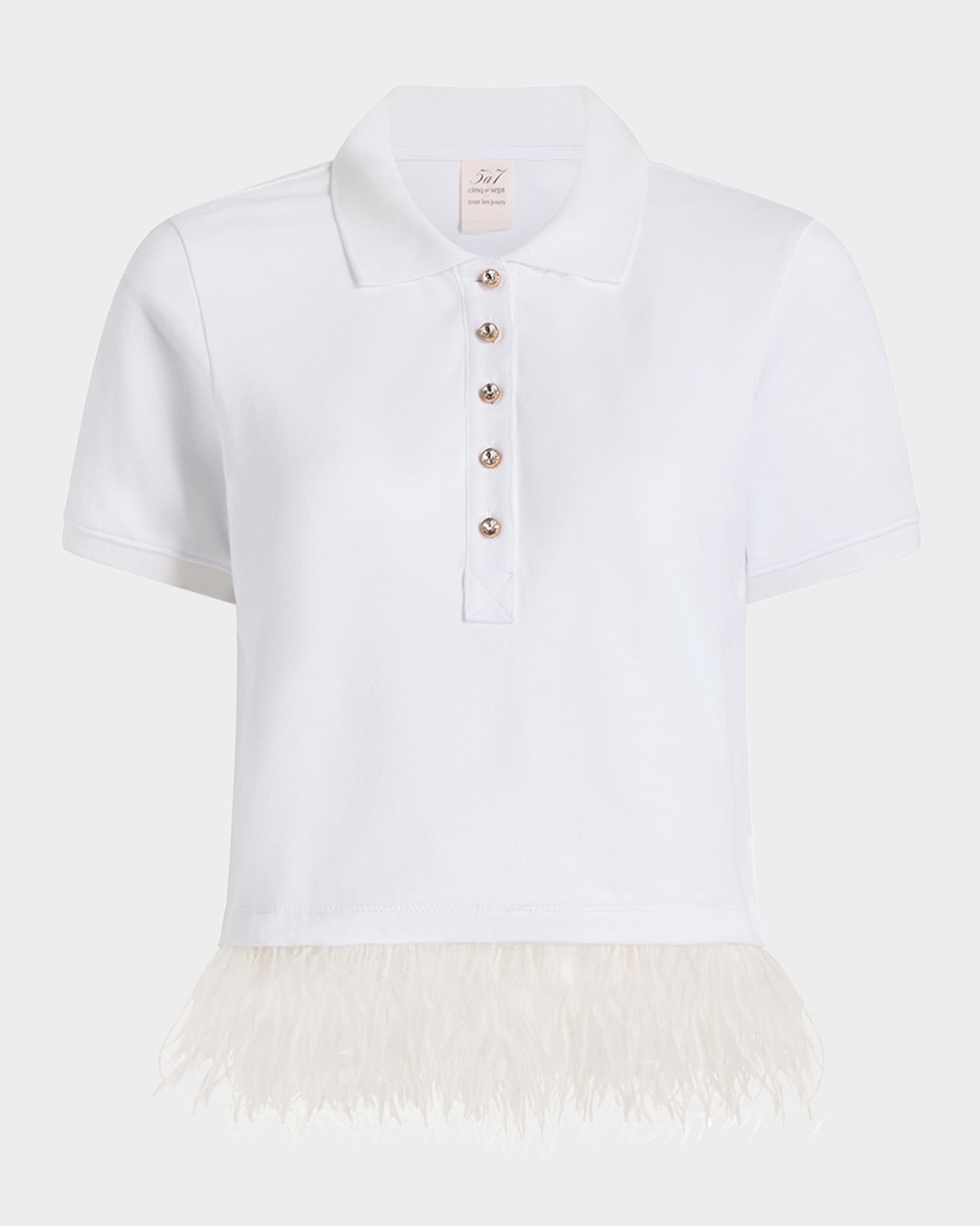 Reign Feather-Hem Polo Top 0
