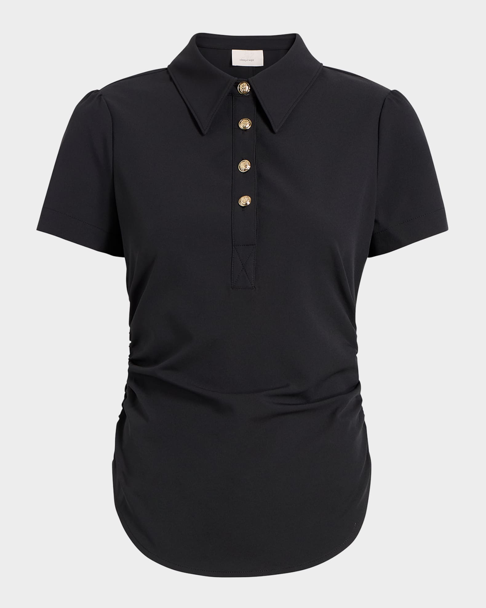 Milos Ruched Short-Sleeve Polo Top 0