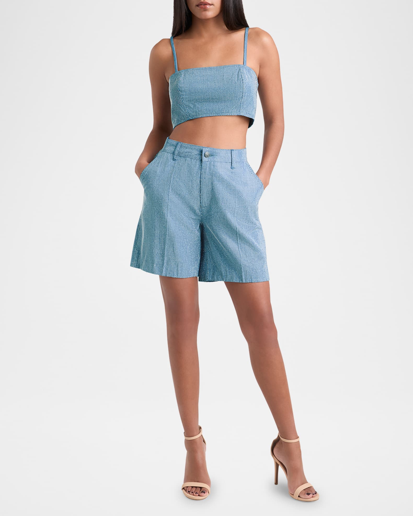 Patricia Embellished Chambray Shorts 1