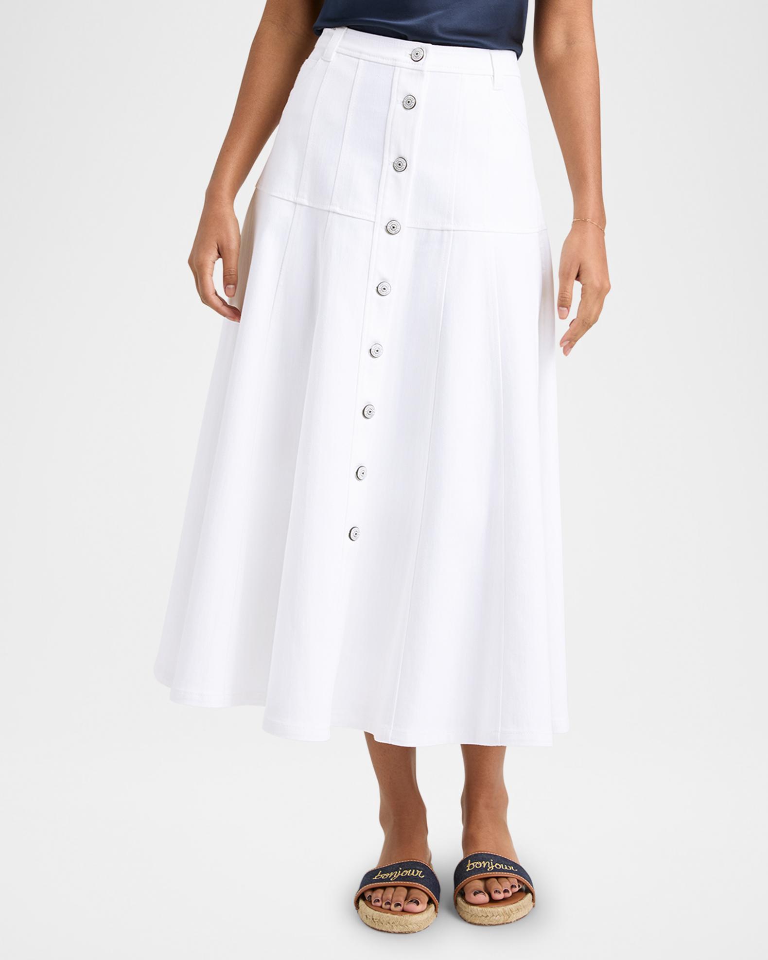 Cinq a Sept Veena Button-Front Midi Skirt | Neiman Marcus