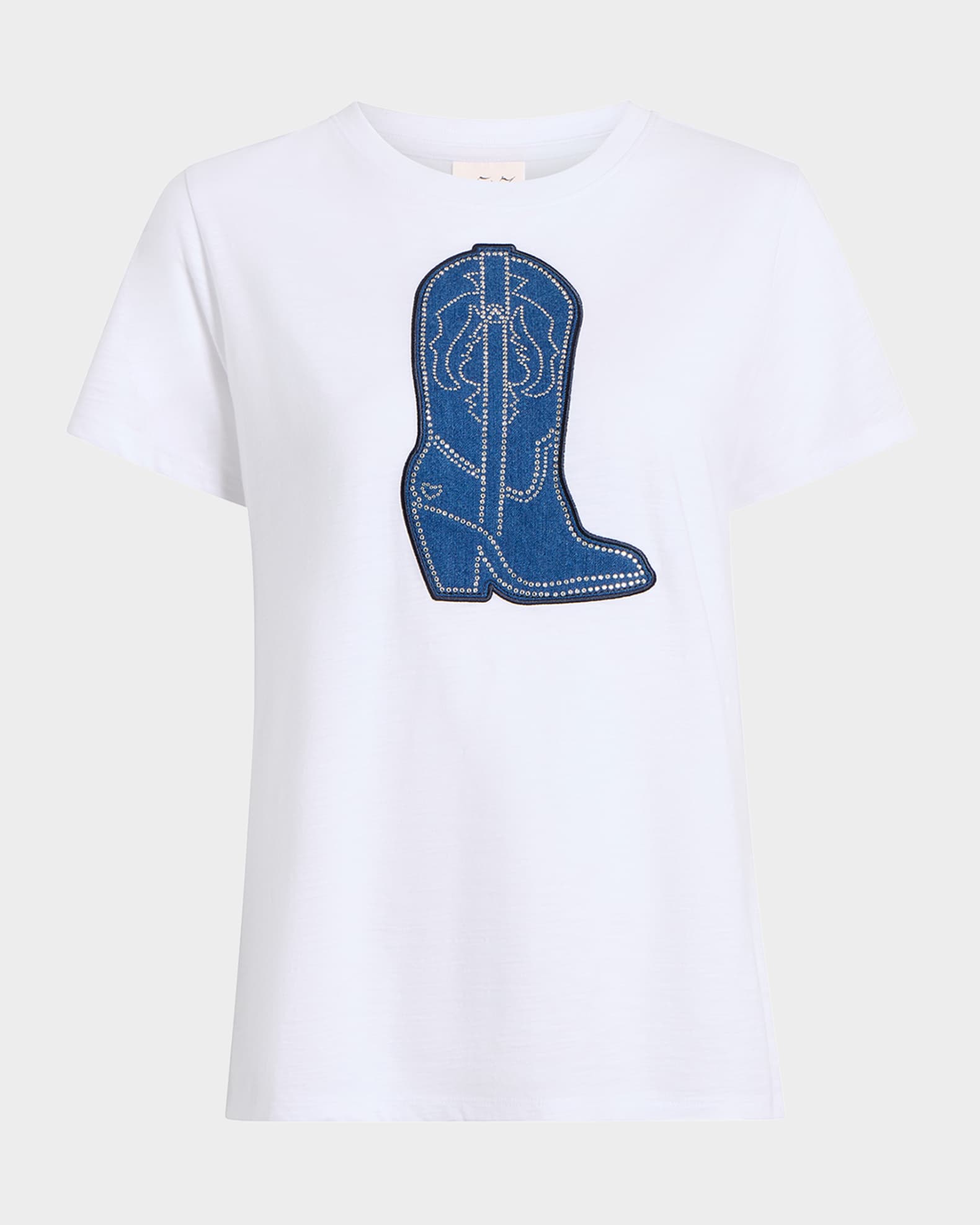 Crewneck Studded Denim Boot Tee 0