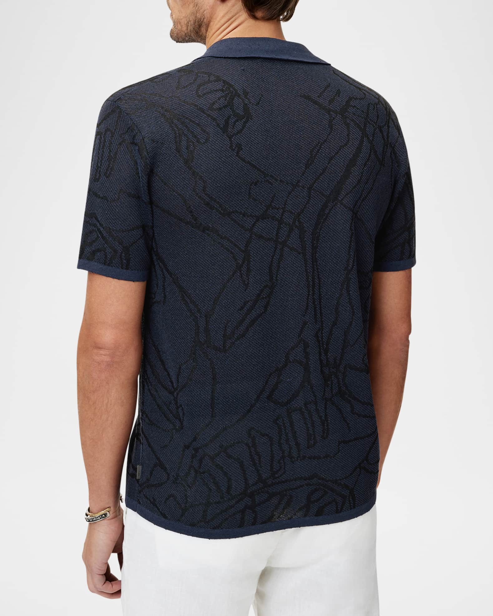 John Varvatos Men's Holt Hand-Drawing Camp Shirt | Neiman Marcus