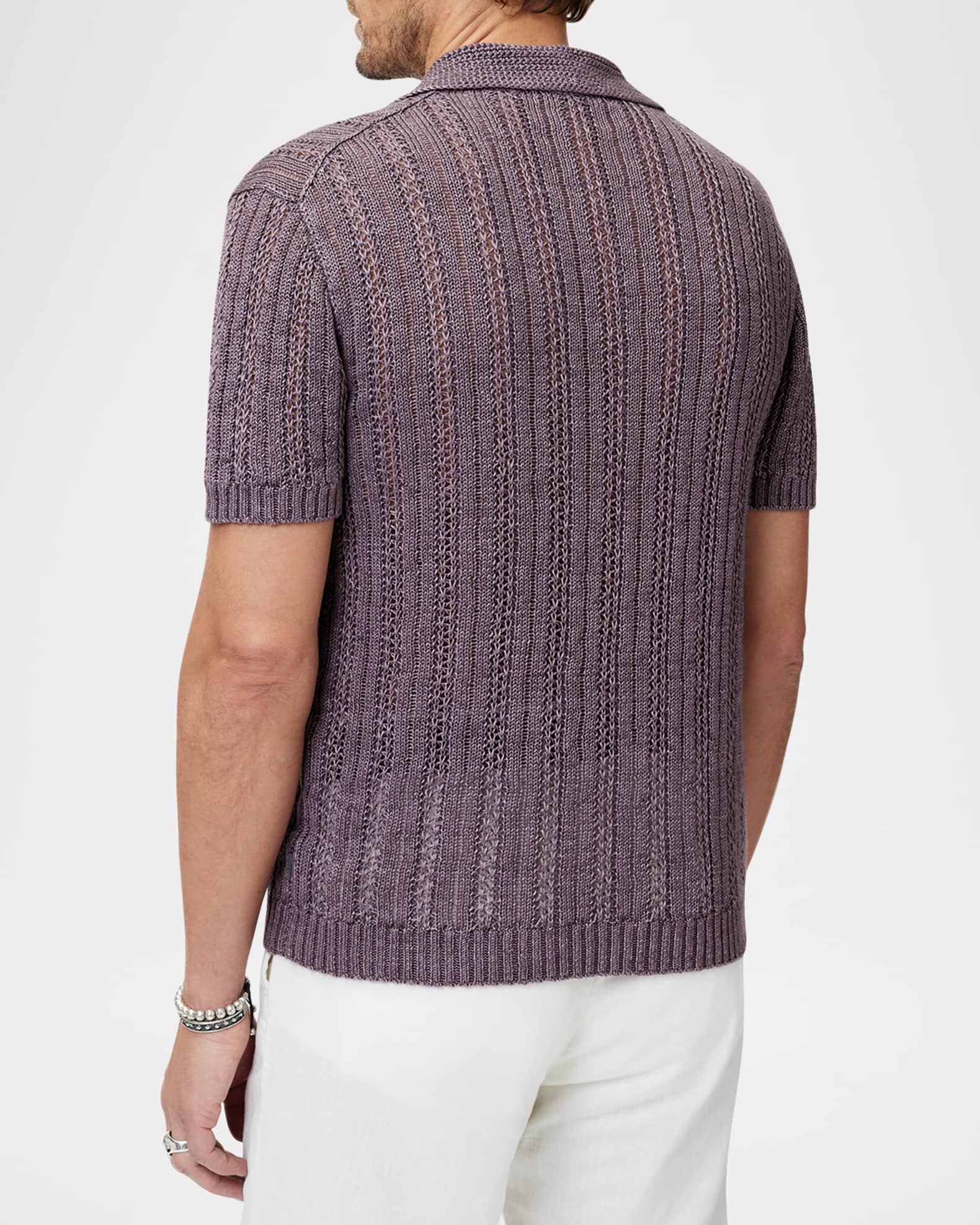 (取寄) ジョン バルベイトス メンズ オーディン リネン セーター ポロ John Varvatos men Odin Linen Sweater Polo Y2317S25 Black John Varvatos Men's Odin Textured Linen Polo Sweater | Neiman Marcus