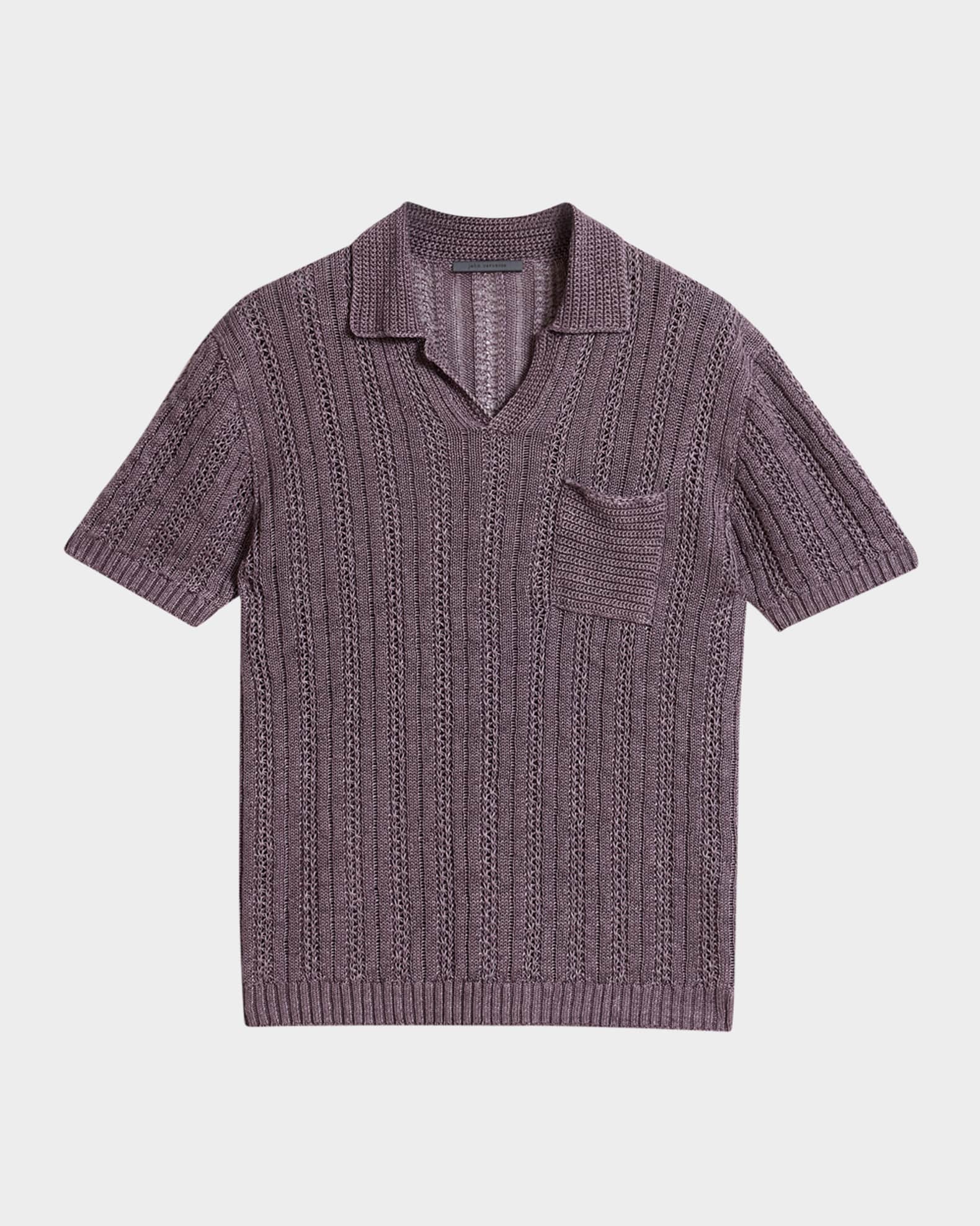 John Varvatos Men's Odin Textured Linen Polo Sweater | Neiman Marcus