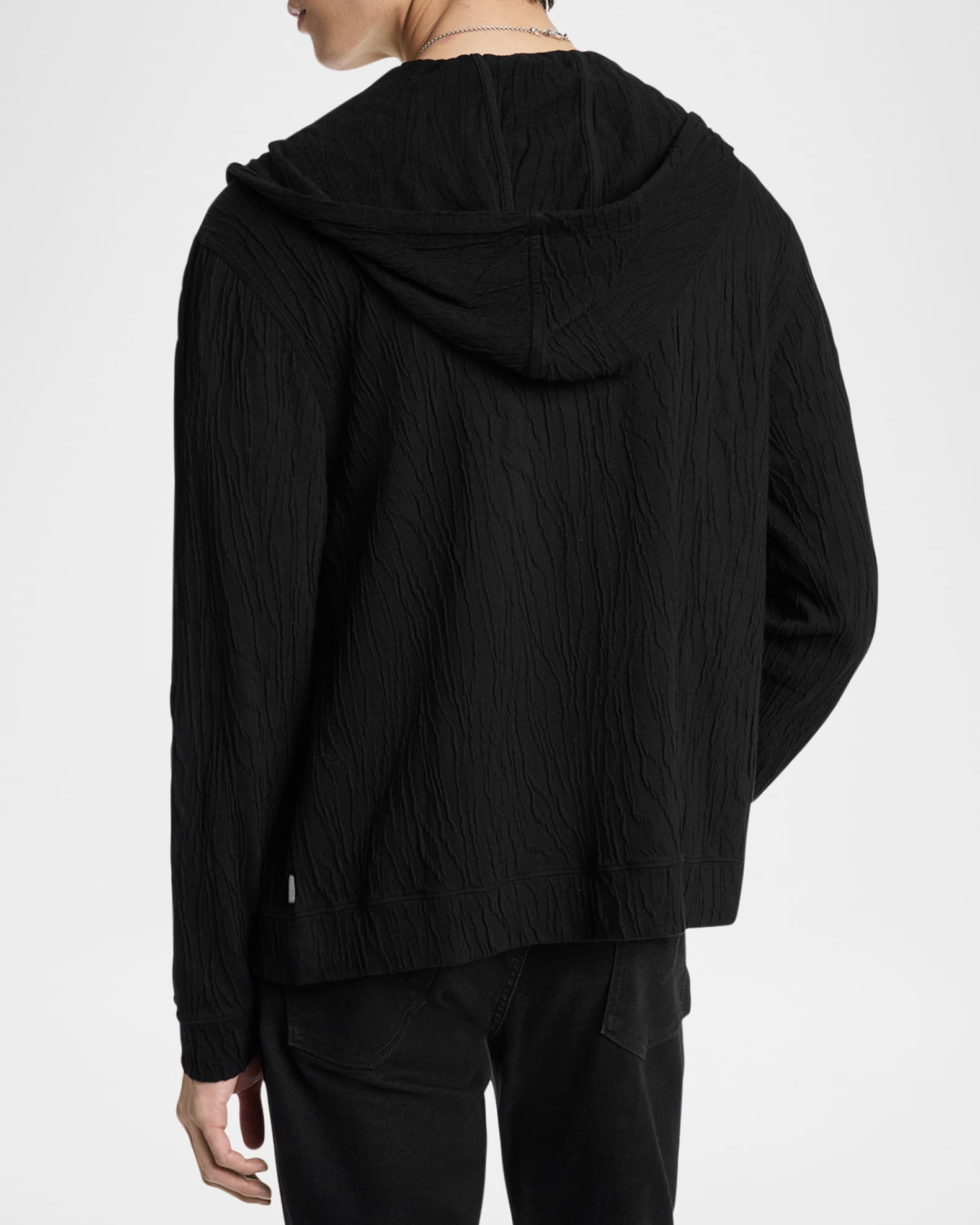 John Varvatos Men's Ihsan Textured Full-Zip Hoodie | Neiman Marcus