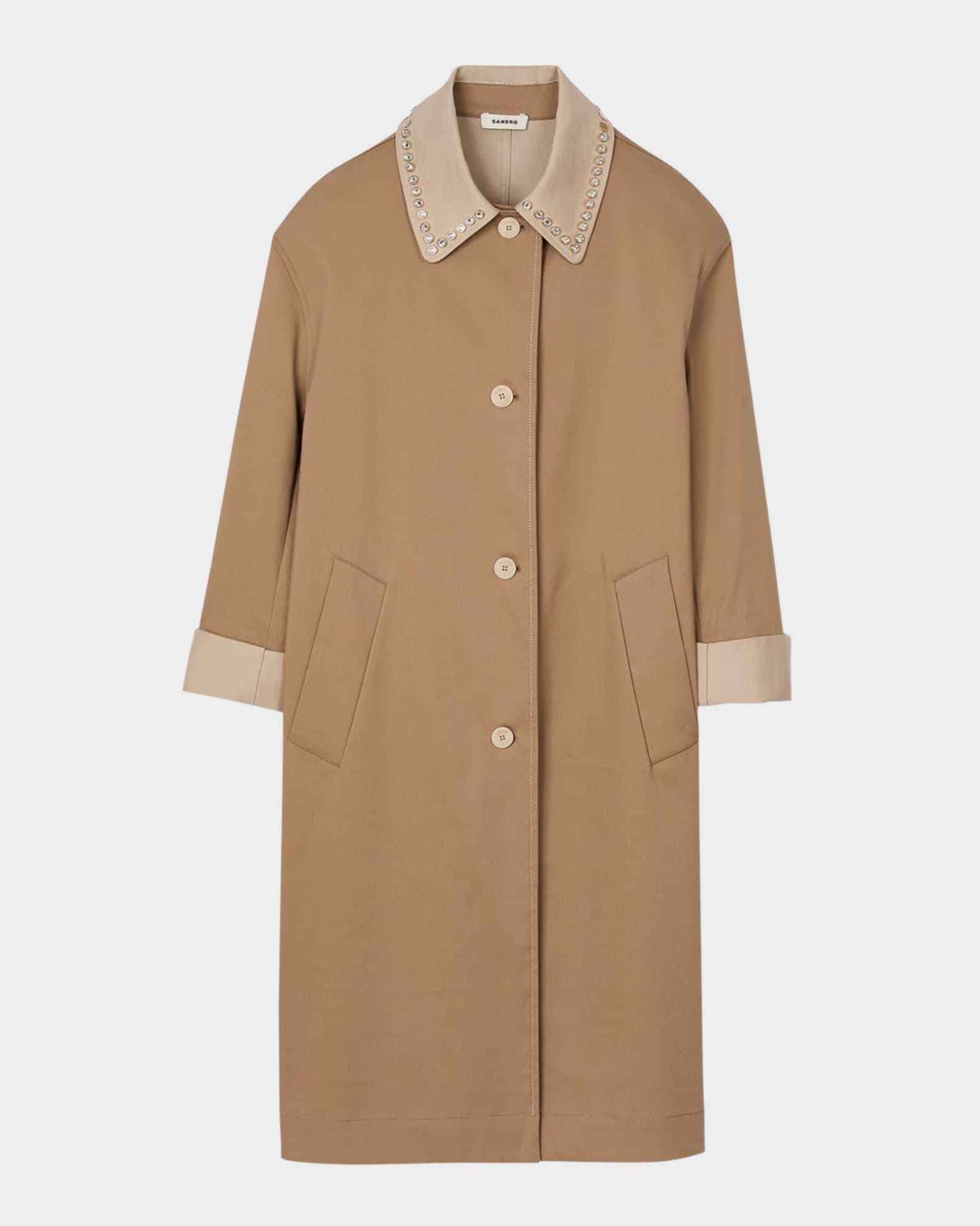 新着入荷の通販 Sandro Diderot Marcus Neiman | Coat Trench Embellished-Collar ジャケット・アウター