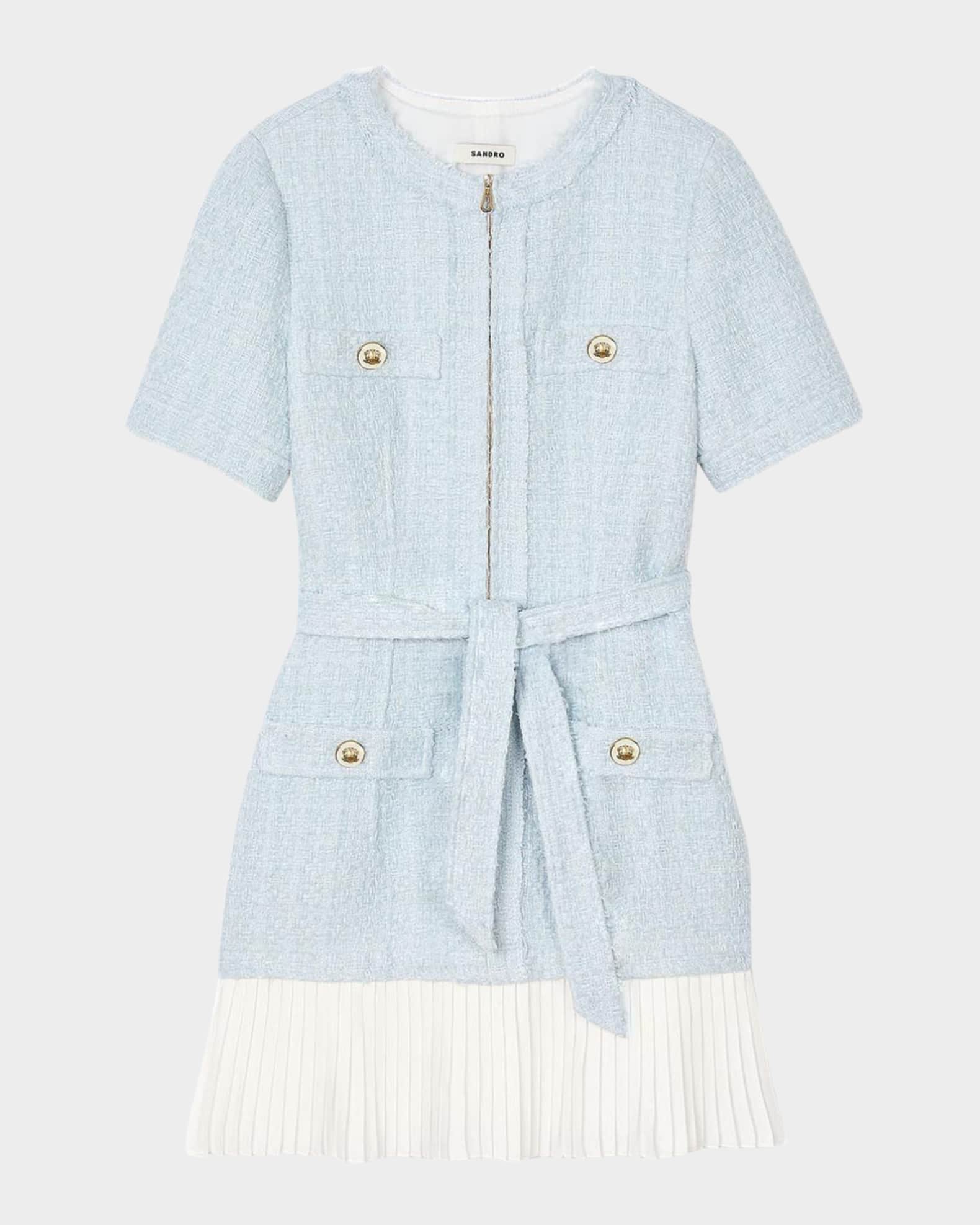 Sandro Joie Belted Tweed Mini Dress | Neiman Marcus