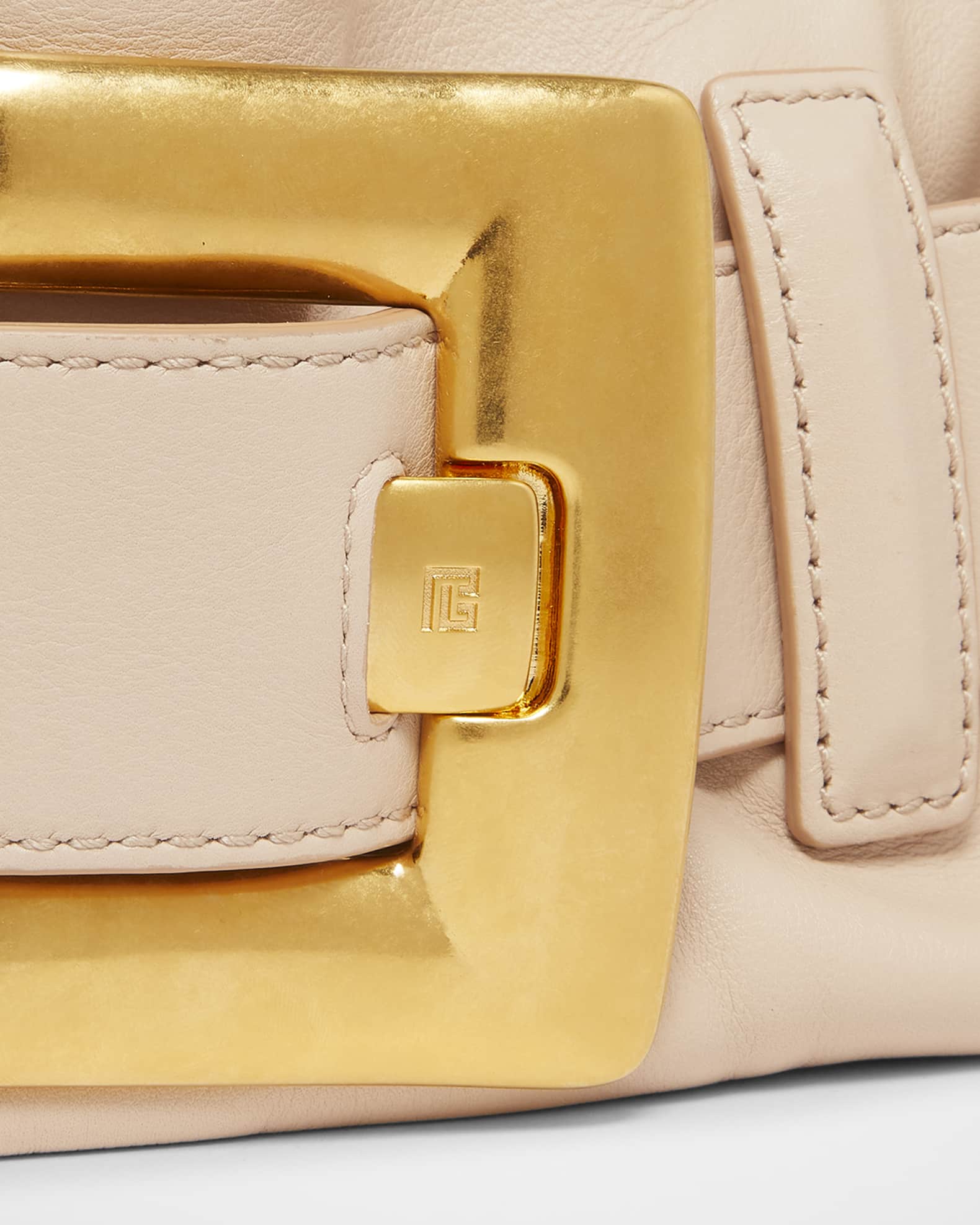 Balmain Anthem Mini Buckle Shoulder Bag in Calfskin Leather