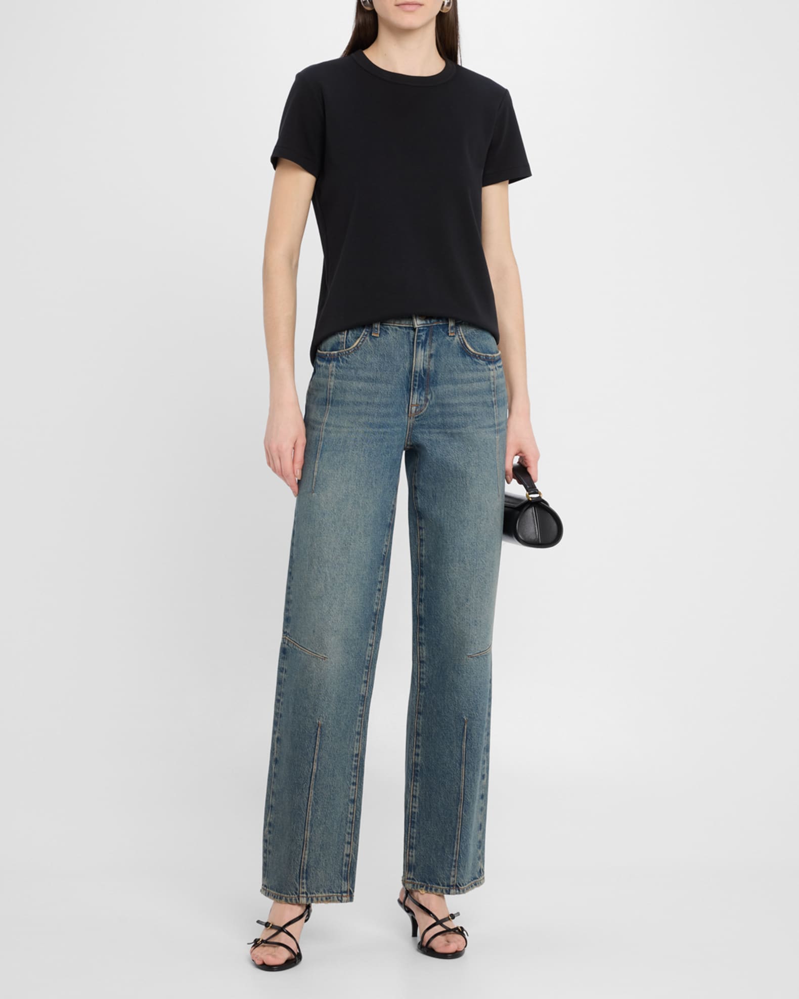 Goldie Mid-Rise Darted Straight-Leg Jeans 1