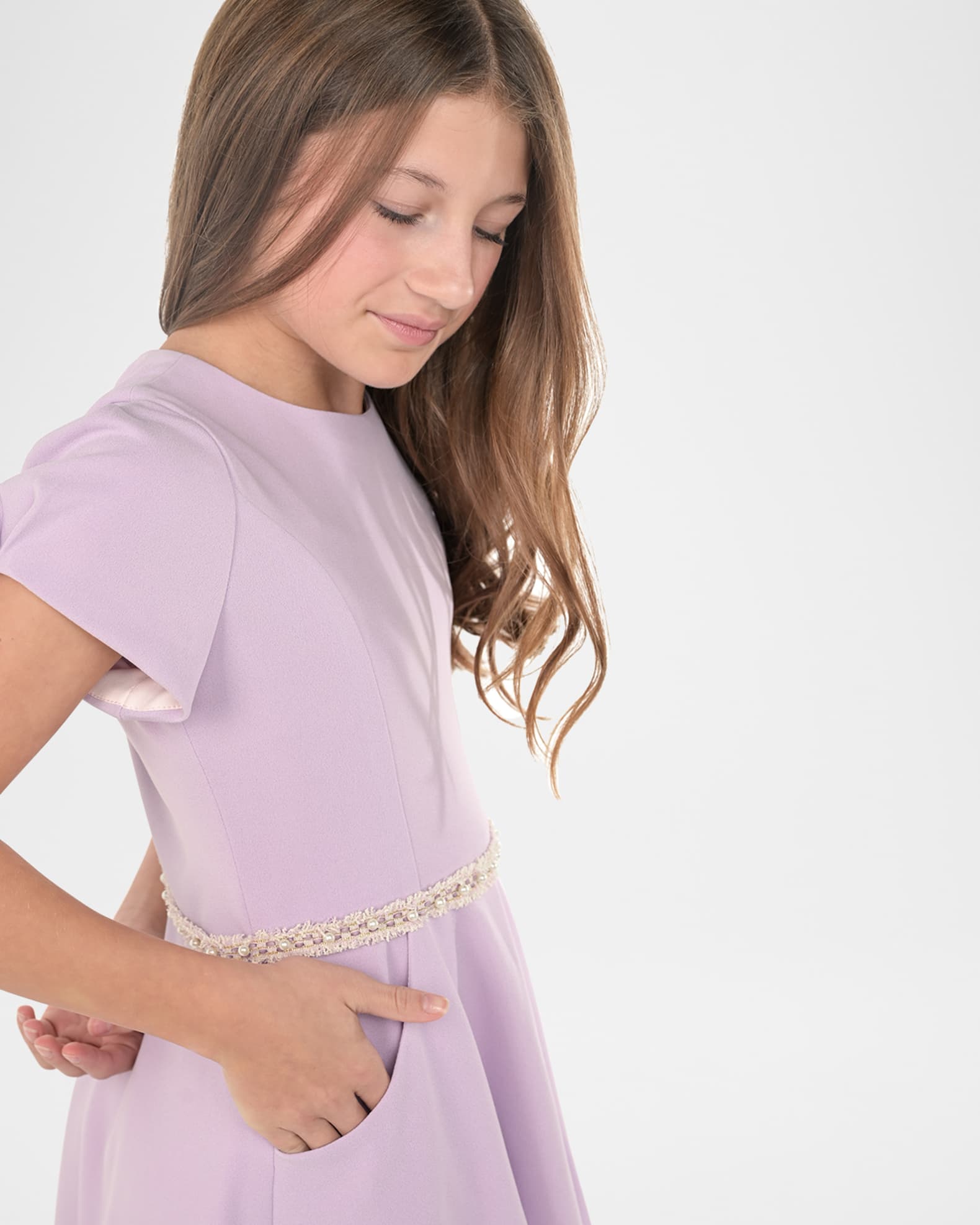 Girl's Joyce Dress W/ Embellished Waistband, Size 7-16 1