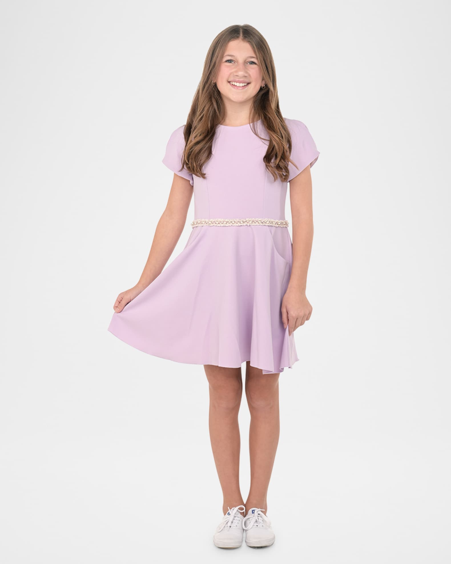 Girl's Joyce Dress W/ Embellished Waistband, Size 7-16 0