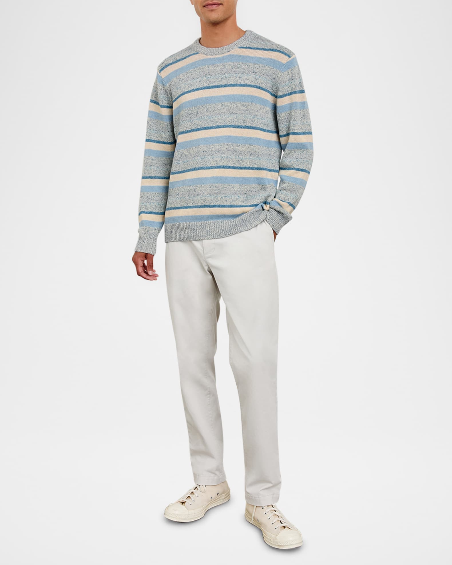 Men's Olsen Melange Striped Sweater - Thumbnail 2