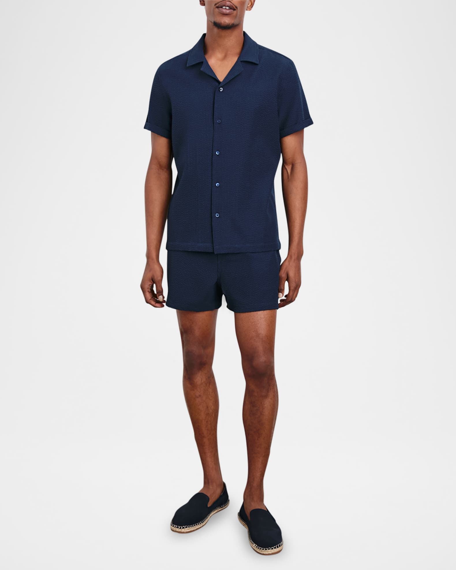 Men's Amalfi Textured Stripe Short-Sleeve Shirt - Thumbnail 2