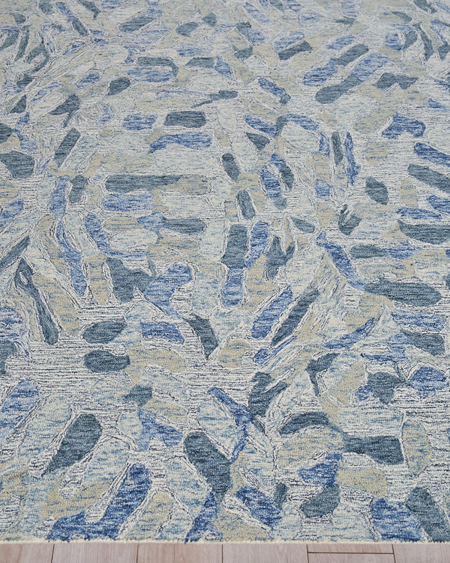 Exquisite Rugs Botanica Blue/Ivory/Multi New Zealand Wool hand-tufted ...