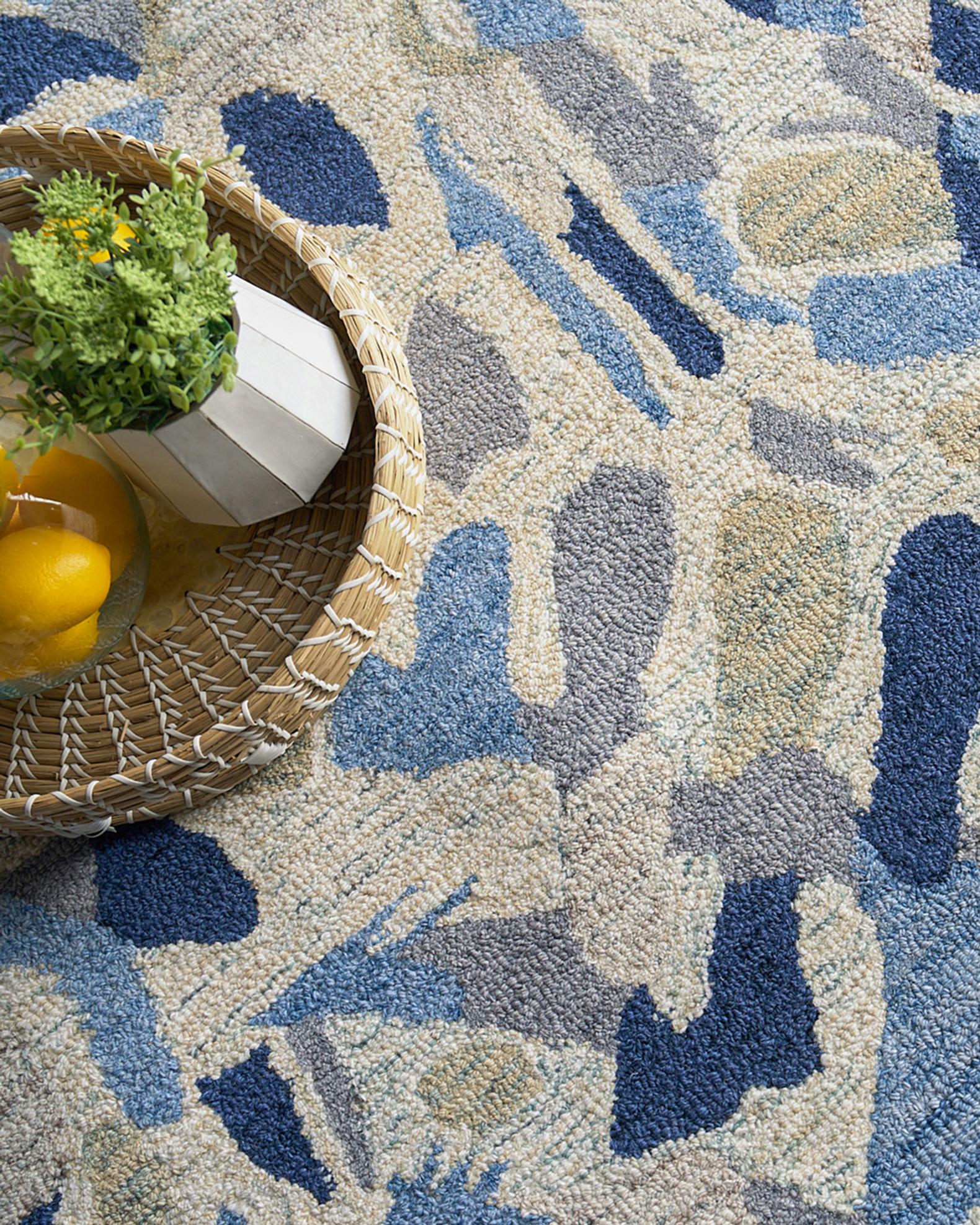 Exquisite Rugs Botanica Navy/Ivory/Multi New Zealand Wool hand-tufted ...