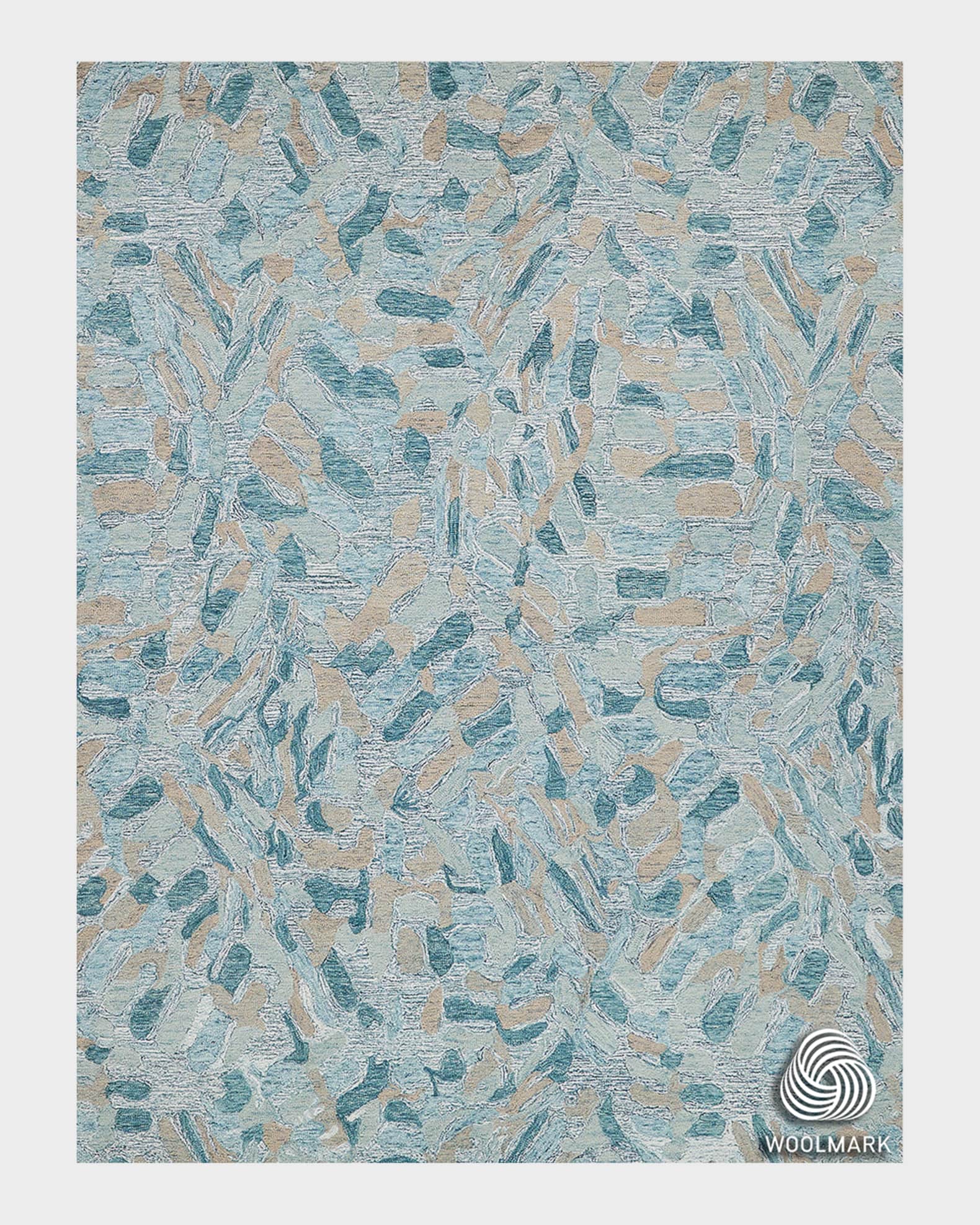 Exquisite Rugs Botanica Turquoise/Ivory/Multi New Zealand Wool hand ...