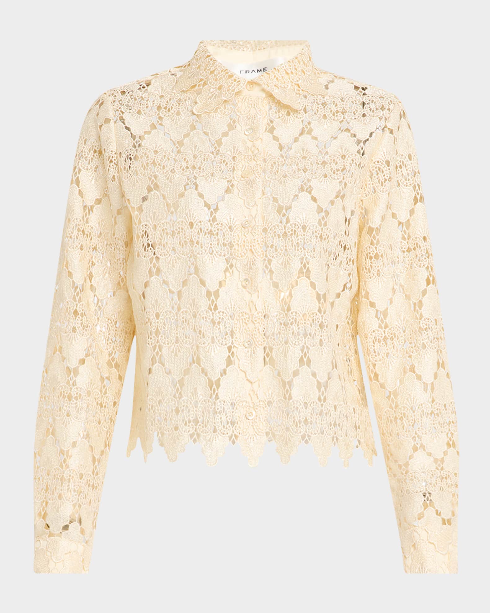 Button-Front Lace Shirt 0