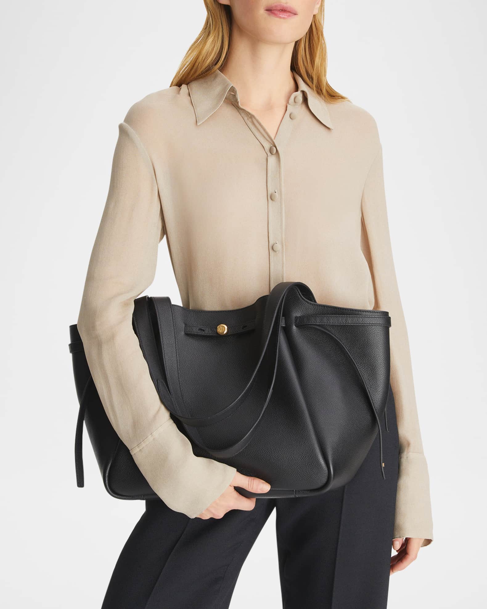 Tory Burch Romy Pebbled Leather Tote Bag | Neiman Marcus
