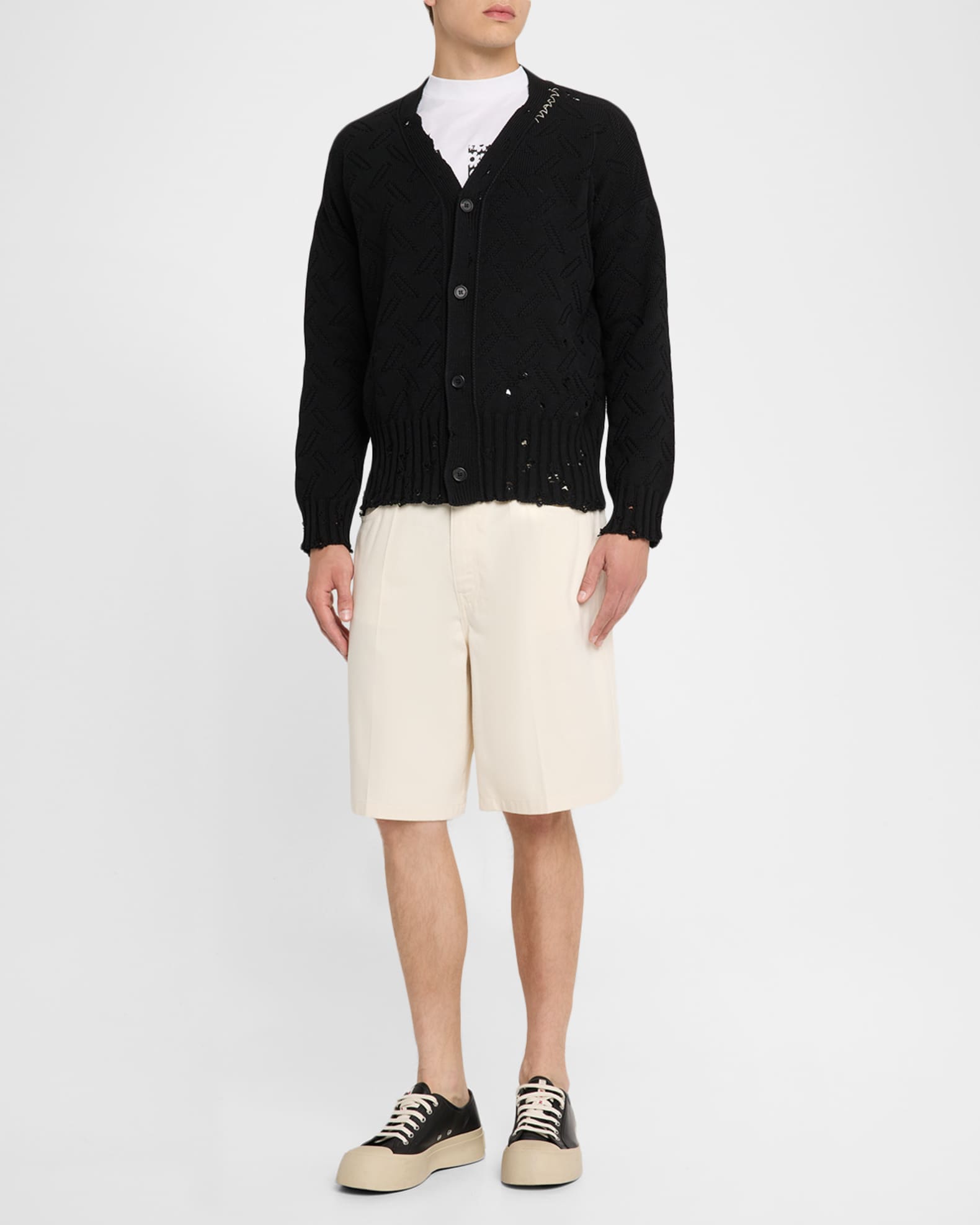 Men's Cotton Knit Shoulder-Logo Cardigan  1