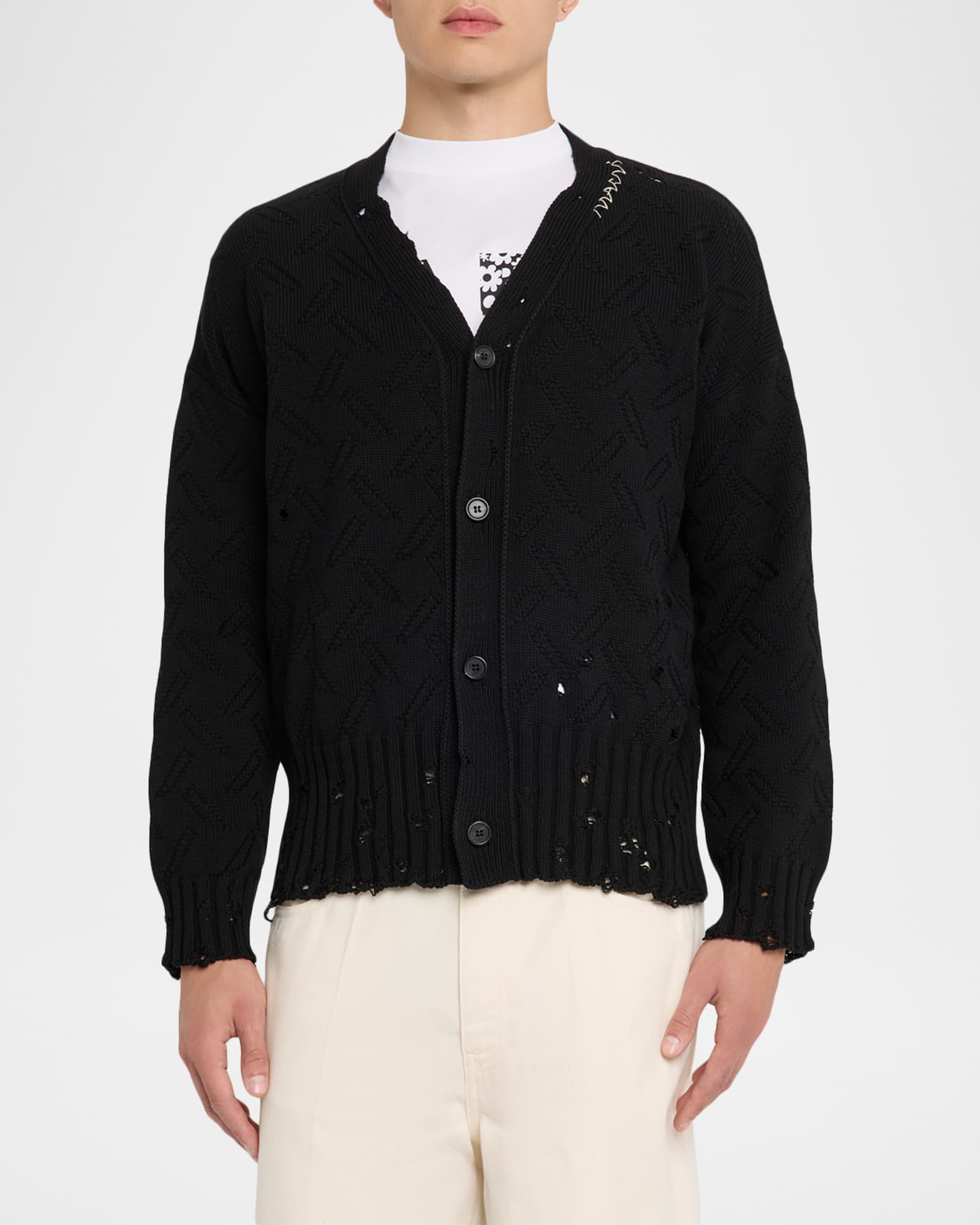 【メール便無料】 Marni Men's Cotton Knit Shoulder-Logo Cardigan | Neiman Marcus トップス
