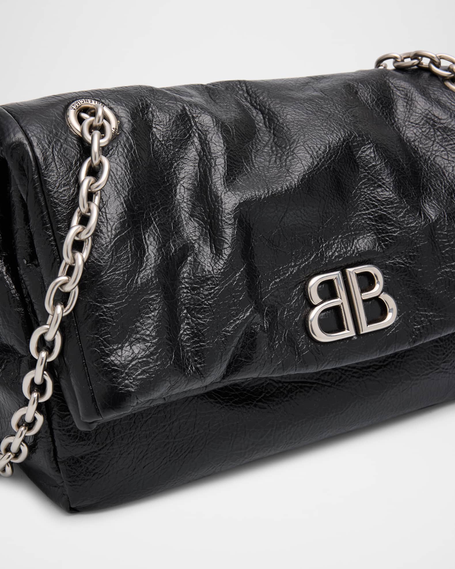 Balenciaga Monaco Flap Leather Chain Shoulder Bag | Neiman Marcus